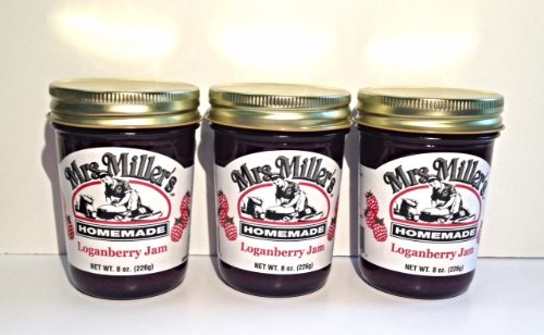 Mrs. Miller's Amish Homemade Loganberry Jam - 3 Pack (8 oz Jars) | All-Natural Fruit Spread for Toast, Pancakes & Gift Giving | Traditional Amish Recipe | Perfect for Breakfast, Brunch & Holiday Gifts