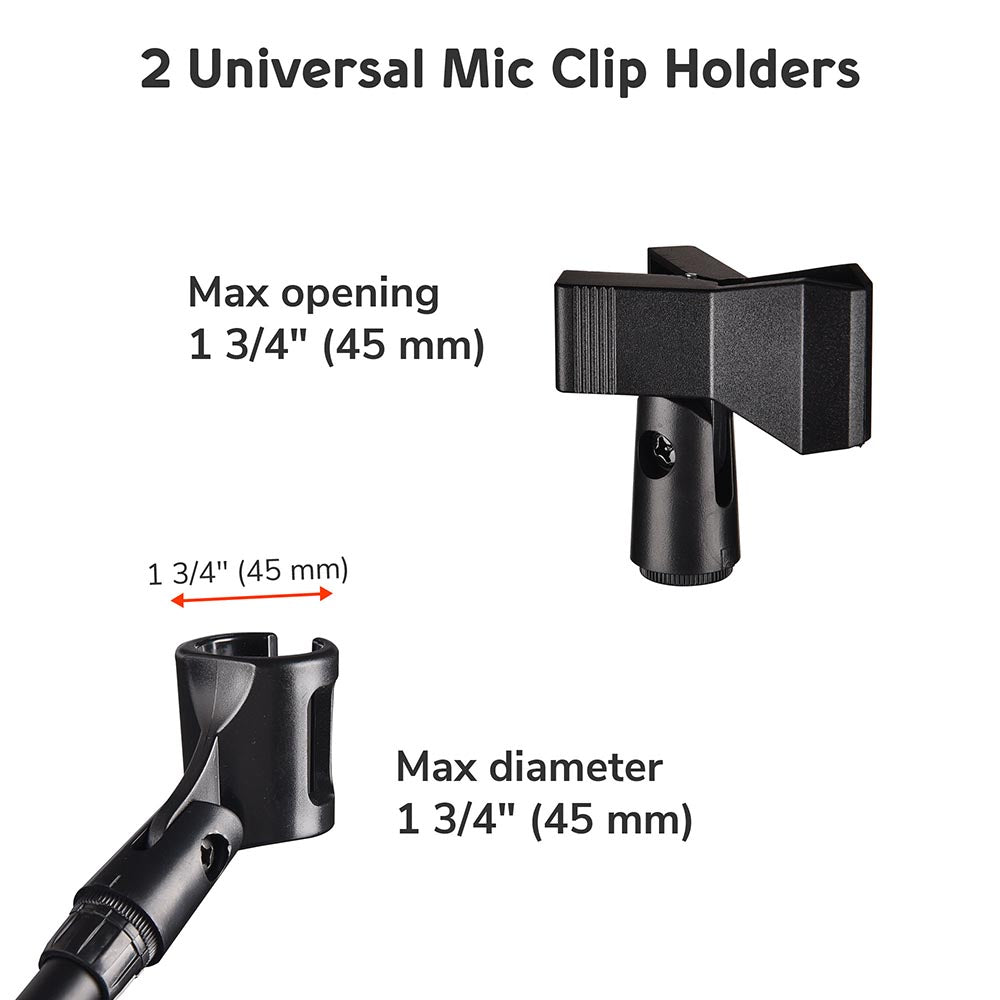 TheLAShop Professional Mic Stand Boom Arm - Adjustable Dual Microphone Mount (2'8