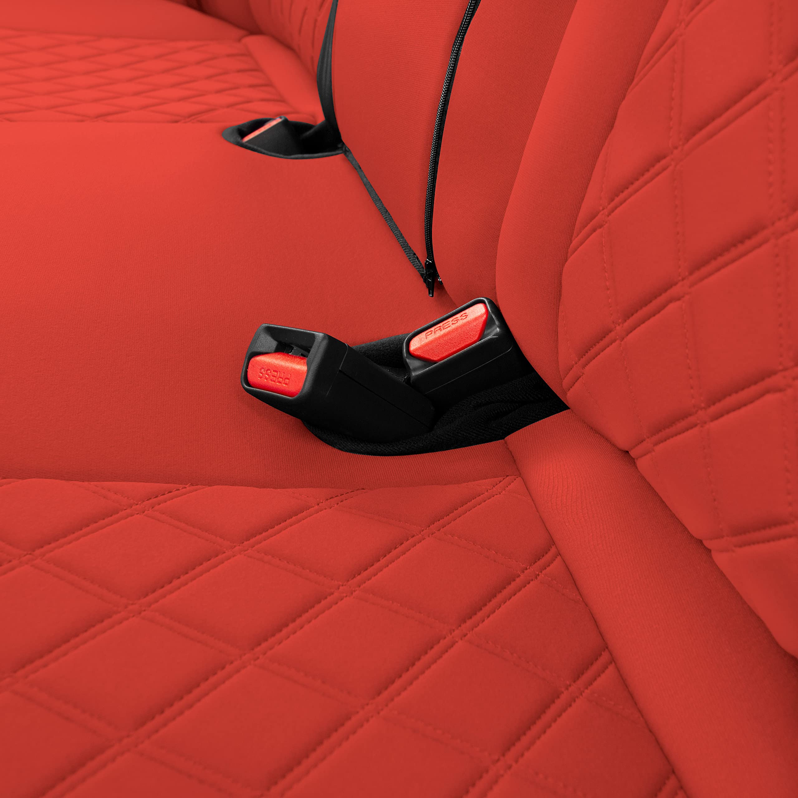 FH Group Custom Fit Neoprene Seat Covers for 2018-2022 Honda Accord (Touring/Sport/SE/EX/EX-L) - Waterproof Car Seat Protectors, Rear Set in Solid Red - Perfect for Road Trips, Daily Commutes & Spill Protection