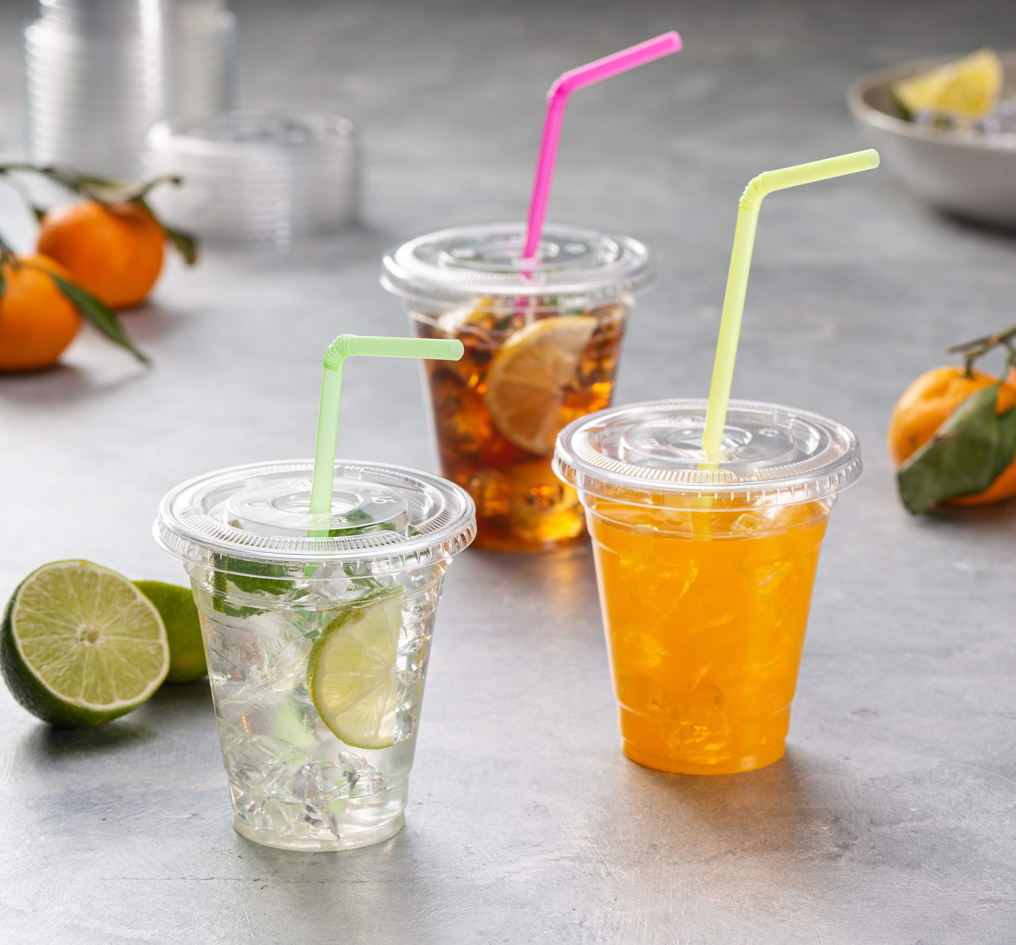 50 Sets - 12 Oz Clear PET Plastic Cups with Lids for Iced Coffee, Cold Drinks, Milkshakes, Smoothies - Perfect for Parties, Cafes, and Takeout Beverages