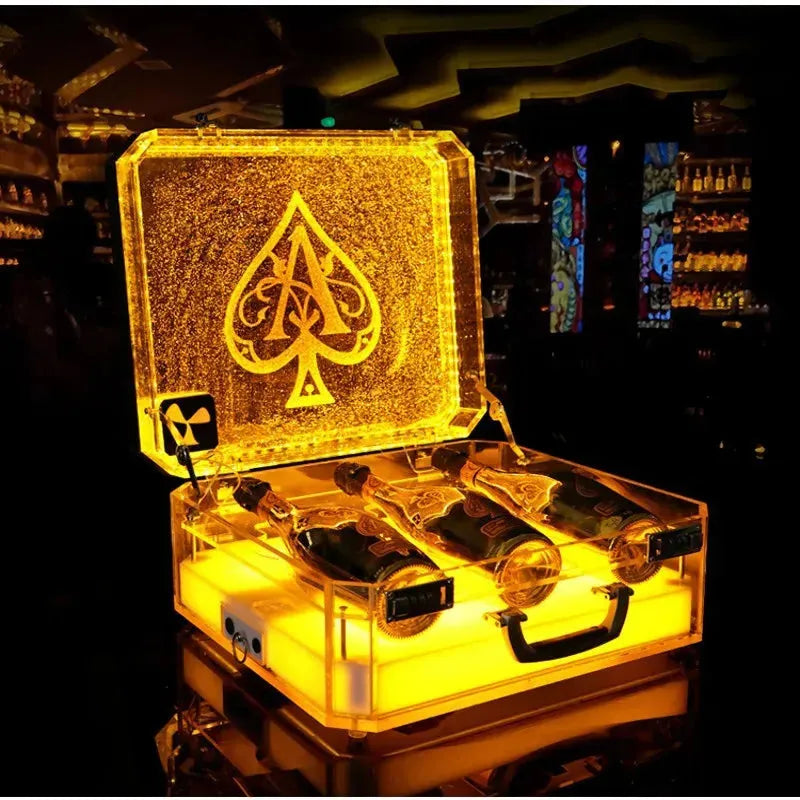 6-Pack LED Light-Up Ace of Spade Champagne Bottle Display Case - Glowing Wine Bottle Holder for Nightclubs, Bars, Parties & Special Events - Perfect for Club Decor, VIP Tables & Themed Celebrations