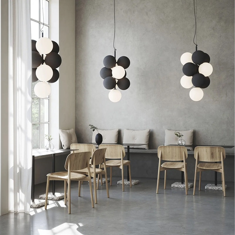 Elegant Glass Ball Chandelier - Modern Grape Cluster Lighting Fixture for Dining Room, Bedroom, or Living Room Decor