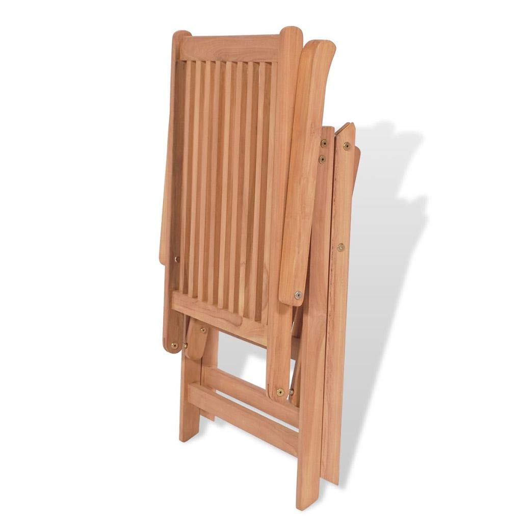 Premium FAMIROSA Reclining Garden Chairs Set of 2 - Solid Teak Wood Outdoor Patio Lounge Chairs for Backyard, Poolside & Beach Relaxation