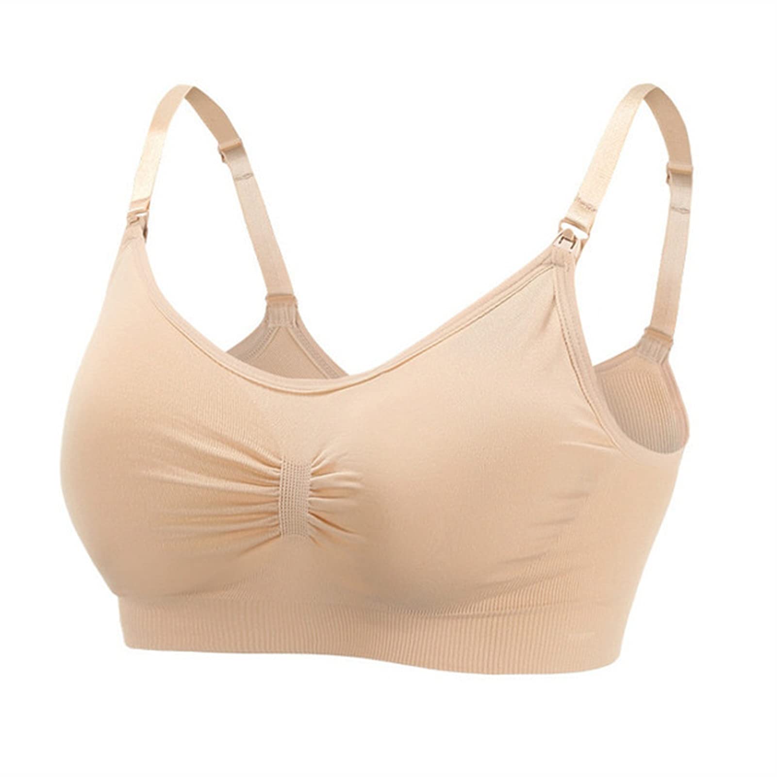 Wire-Free Nursing Bra for Maternity & Breastfeeding - Comfortable Support to Prevent Sagging, Breathable Fabric (Size M, Nude) - Perfect for Pregnancy, Postpartum & Daily Wear