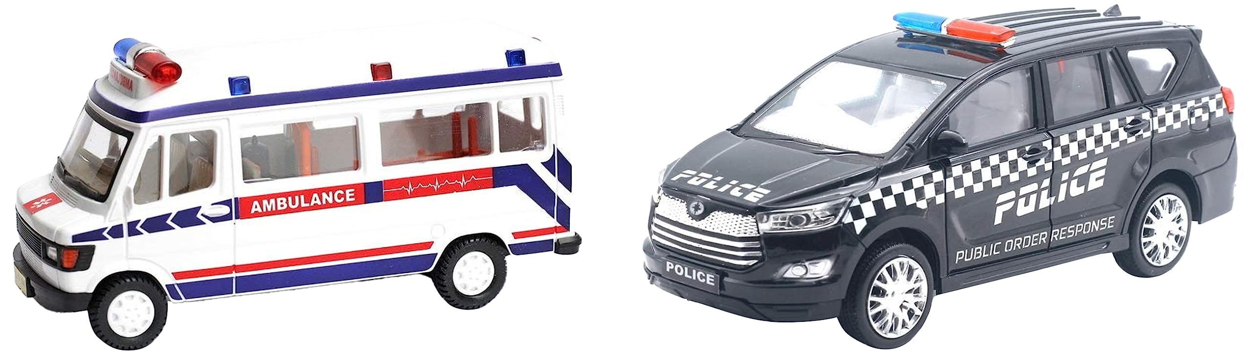 Centy Toys Cristiano Police Public Order Response Black & White Plastic Ambulance Toy Set - AQ783 - Perfect for Kids' Role Play, Emergency Rescue Scenarios, and Collectors