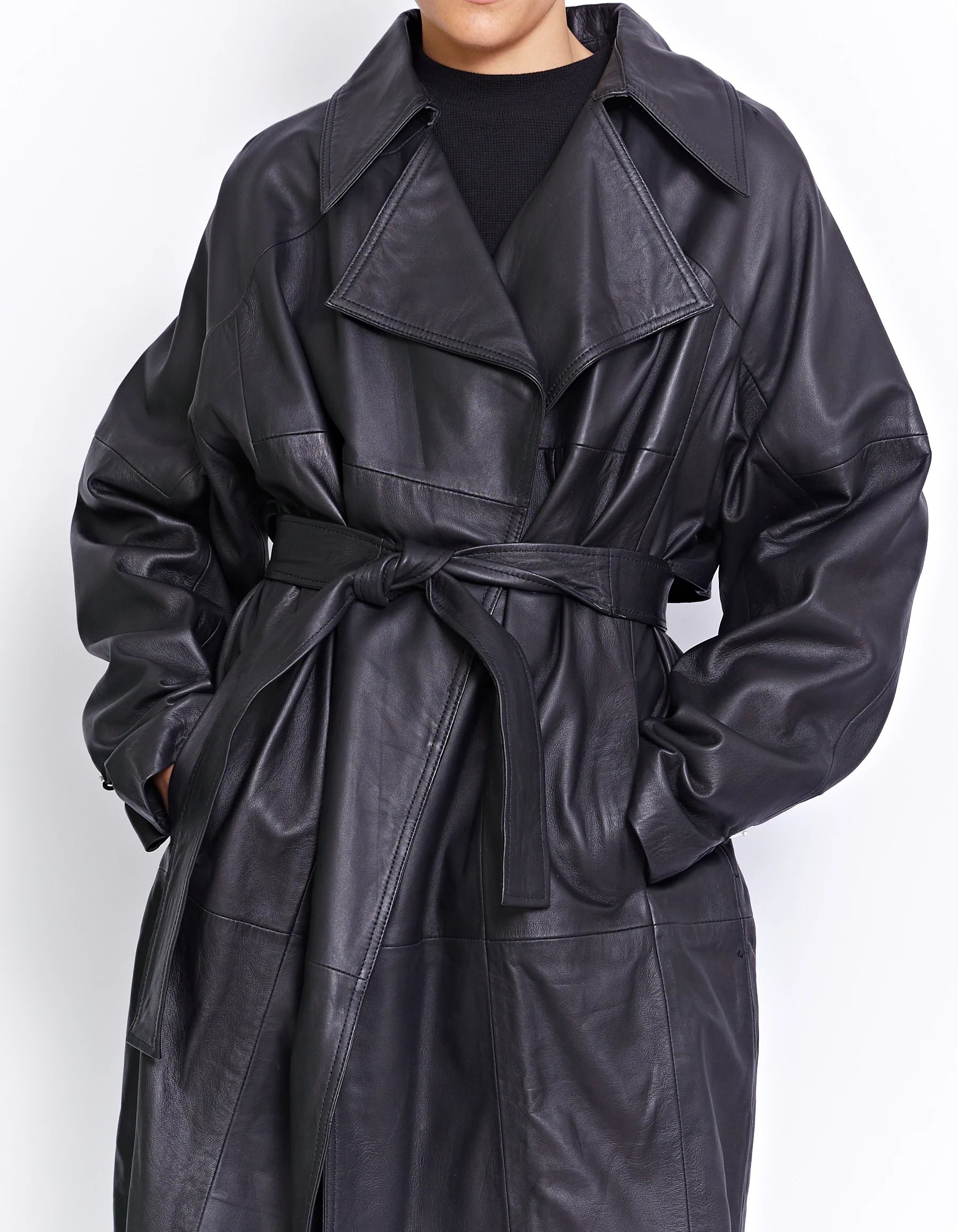 Premium Genuine Leather Trench Coat for Men & Women - Classic Waterproof Windbreaker with Belt - Perfect for Fall, Winter & Formal Occasions