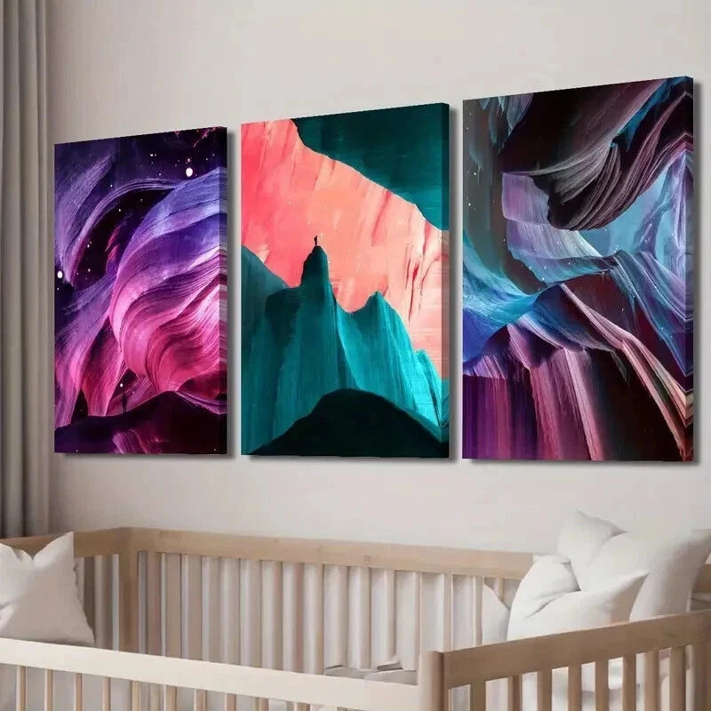 3Pcs Abstract Colorful Mountain Scenery Wall Art Set - Framed Canvas Prints 40x60cm - High Quality Australian Made Wall Decor - Perfect for Living Room, Bedroom & Office Decoration