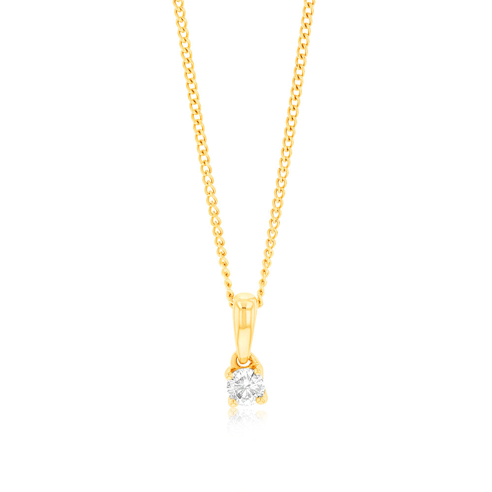9ct Yellow Gold 1/6 Carat Diamond Pendant Necklace for Women - Elegant Jewelry Gift for Anniversary, Birthday & Special Occasions