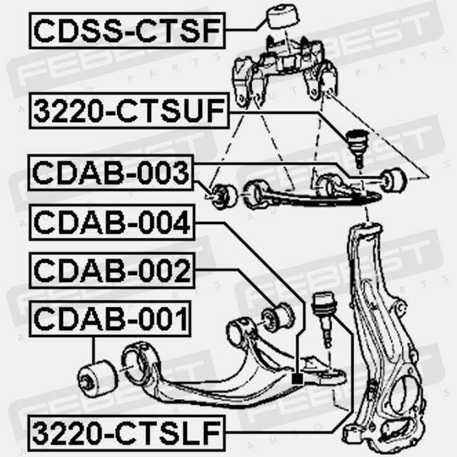 Febest CDAB-004 Front Lower Arm Bushing - OEM 25862782 Replacement Part for Smooth Suspension & Ride Comfort - Perfect for Car Repair & Maintenance