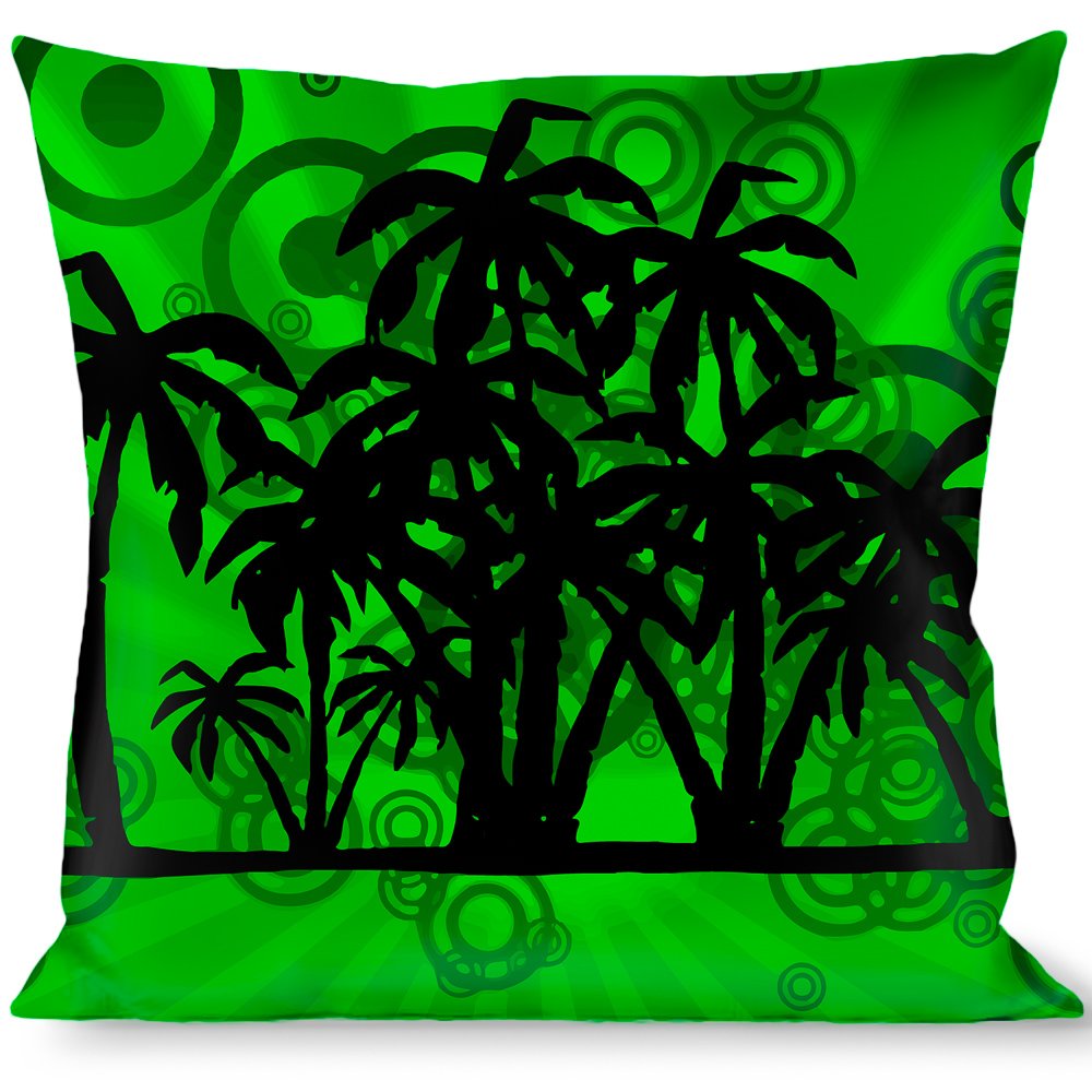 Decorative Throw Pillow Cover - Tropical Palm Tree Green and Black Design for Sofa, Bed, Couch - Perfect for Living Room, Bedroom, Patio Decor
