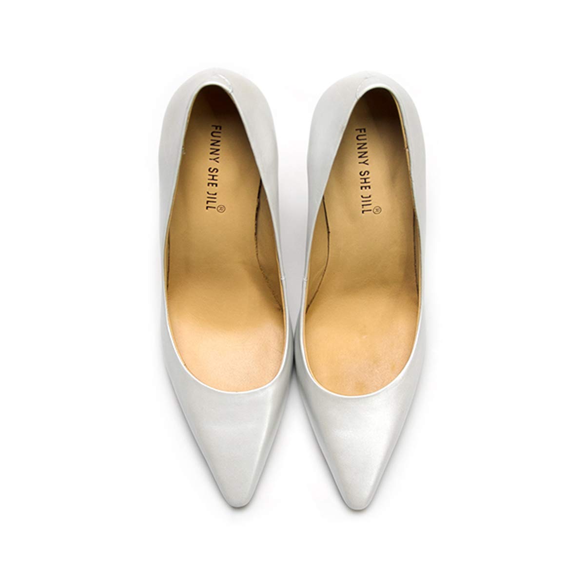 FSJ Women's Crystal Embellished Leather Chunky High Heel Pumps - Pointed Toe Slip-On Dress Shoes for Wedding, Party & Evening Events (US Size 4-12) - Perfect for Bridal, Prom, Cocktail Parties & Formal Occasions