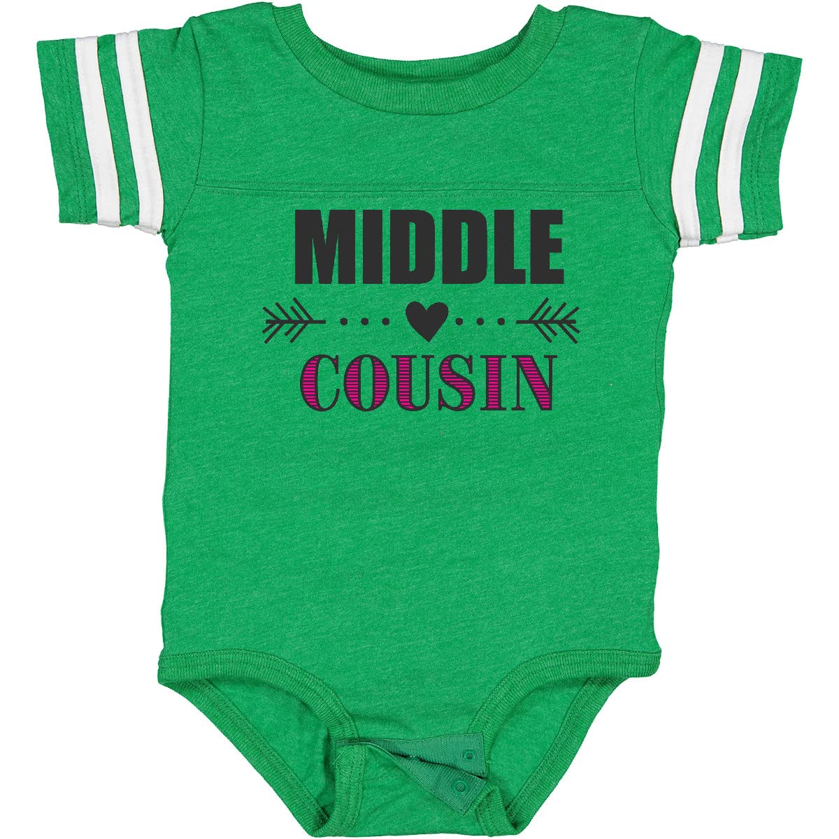Inktastic Middle Cousin with Heart Arrow Baby Bodysuit - Cute Cousin Matching Outfit for Family Photos & Special Occasions