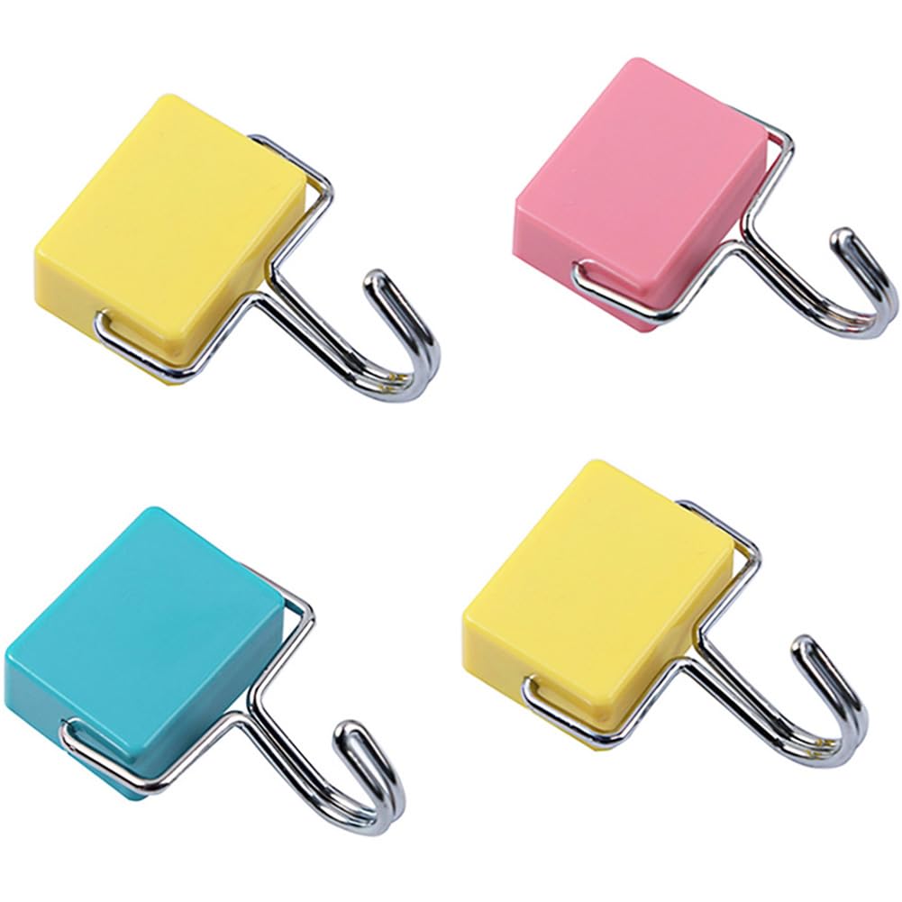DDJYP Creative Super Strong Magnetic Hooks - 4 Pack Colorful Heavy Duty Magnetic Hooks for Kitchen, Garage, Office & Home Organization