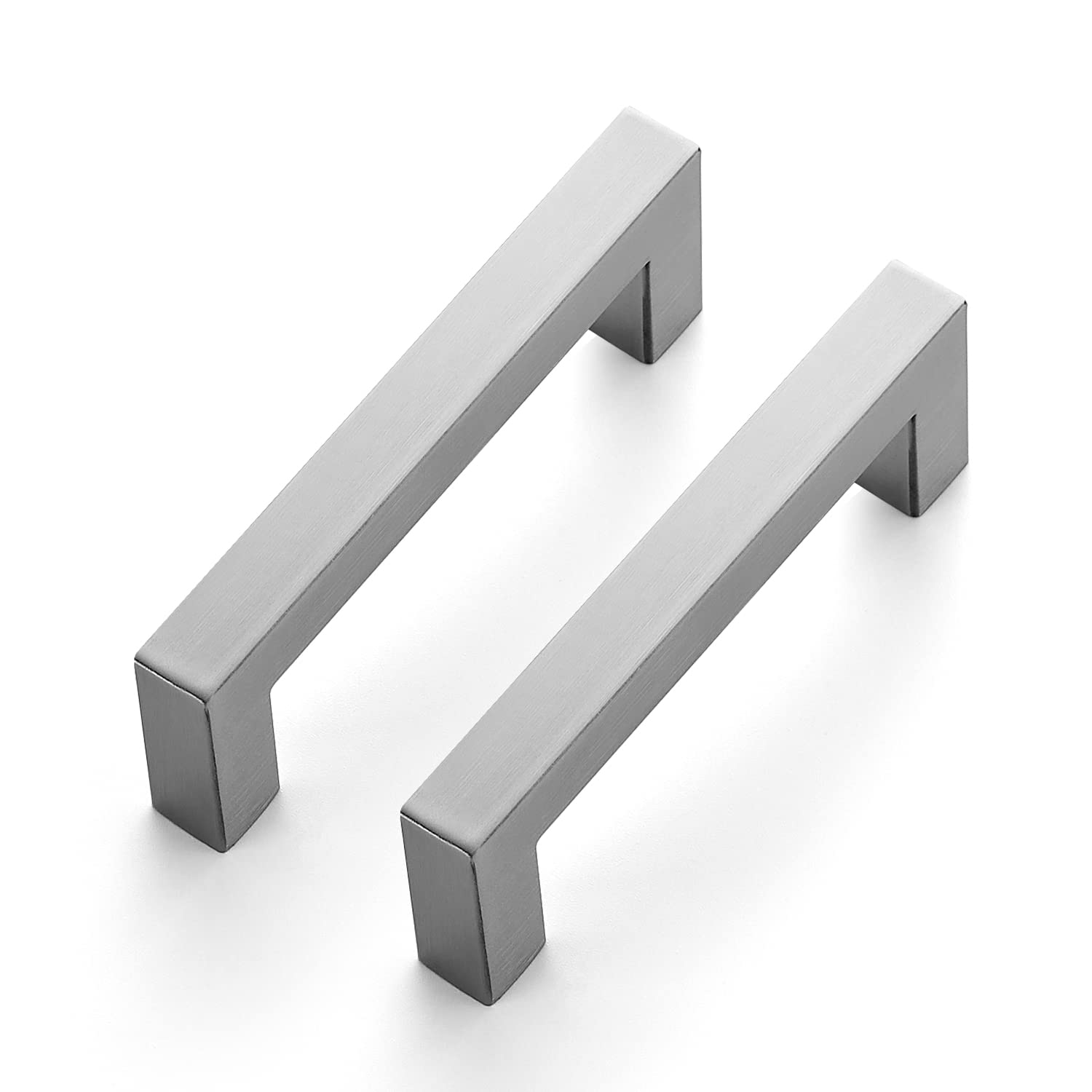 Ravinte 3 Pack 3.5 Inch Square Cabinet Handles - Satin Nickel Kitchen Cabinet Pulls, Brushed Nickel Drawer Handles - Durable Kitchen Hardware for Cabinets & Drawers (Perfect for Modern Kitchen Renovation & Furniture Upgrade)