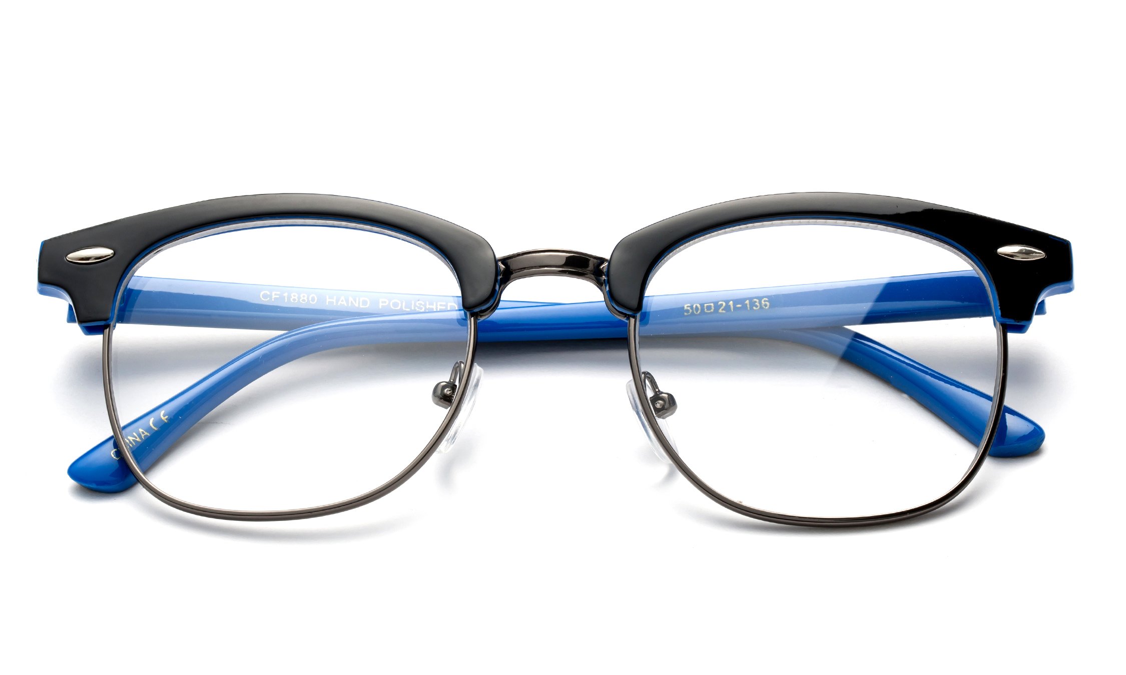 Vintage Reading Glasses for Men - Horn Rimmed Half Frame with Case | Perfect for Reading & Office Use