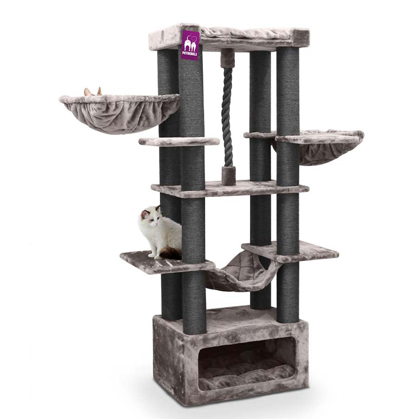 Lucky Rebels Riverview 190cm Cat Tree - Large Multi-Level Cat Condo with Scratching Posts & Perches - Perfect for Indoor Cats Play, Rest & Climbing