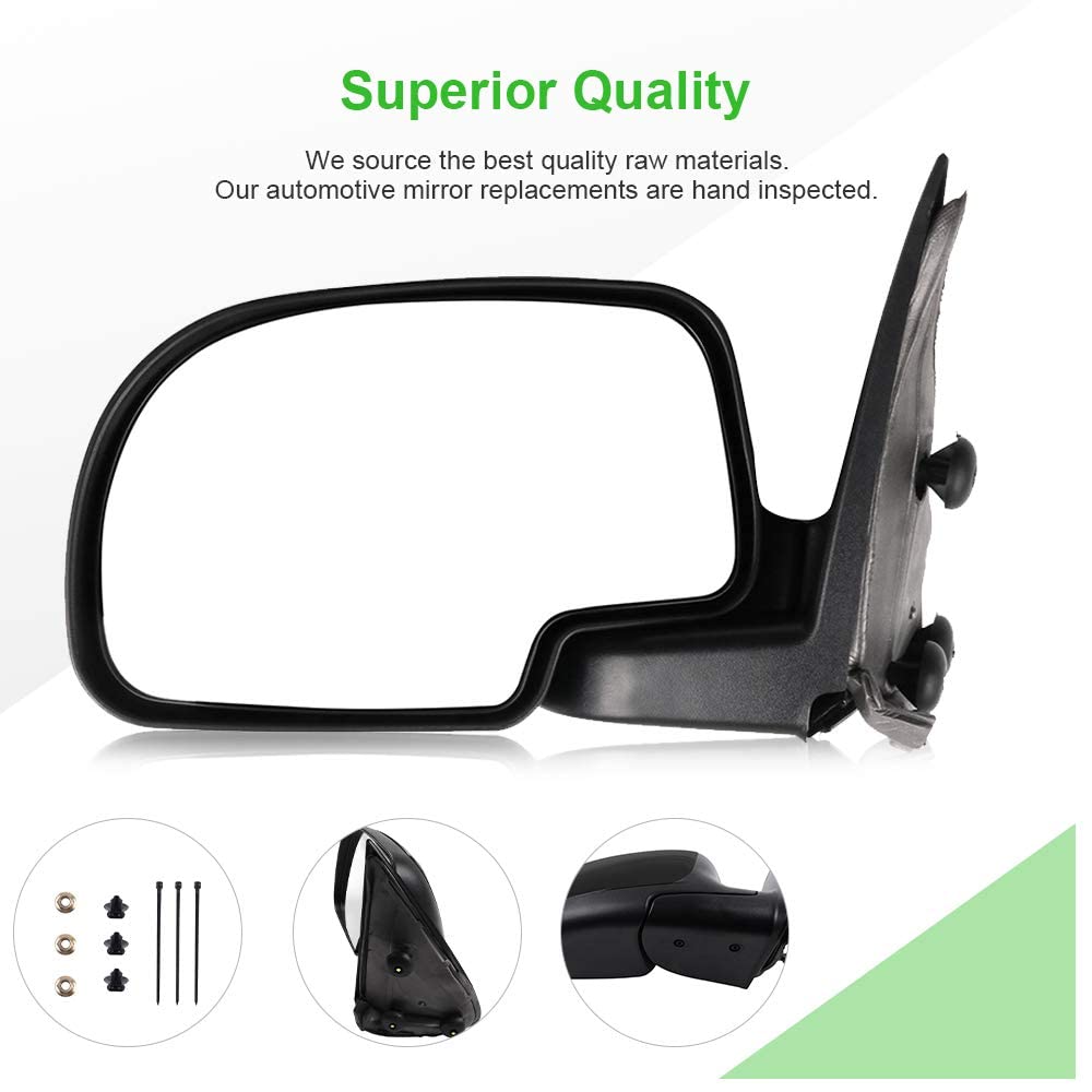 SCITOO Manual Adjustable Folding Side Mirrors for 1999-2006 Chevy Silverado Suburban Tahoe & GMC Sierra Yukon (1999-2000 New Body Style 2007 Classic) - Perfect for Parking, Towing & Enhanced Visibility