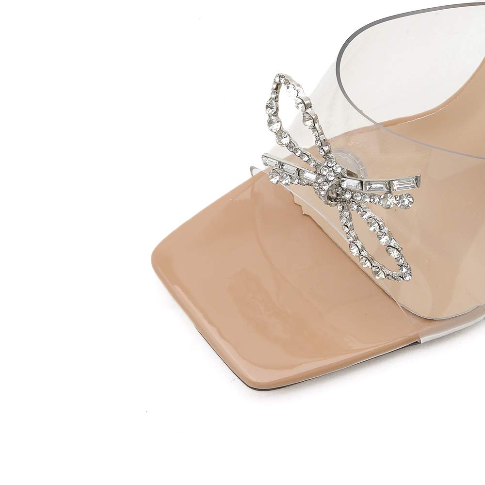 Women's Transparent PVC Heeled Sandals - Square Toe Flip Flops & Slides for Outdoor Summer Wear - Comfortable Ladies Mules for Beach, Poolside, and Casual Outings