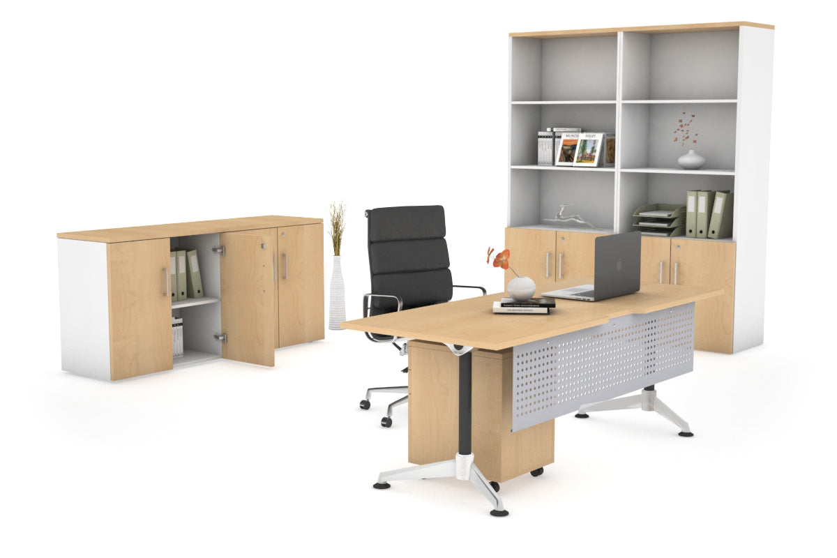 Premium Executive Office Desk Blackjack - 1800L x 800W with Cable Management Scallop - Modern Large Workstation for Home Office & Corporate Spaces