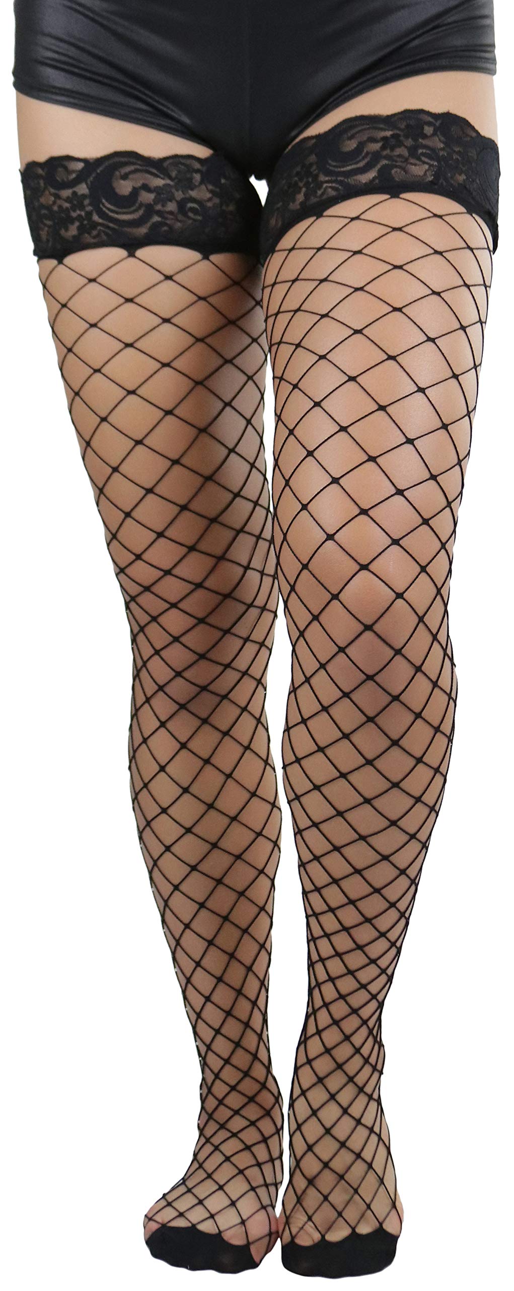 ToBeInStyle Industrial Chic Fashion Fishnet Thigh High Stockings - Stylish & Edgy Hosiery for Women, Perfect for Parties, Cosplay & Night Out