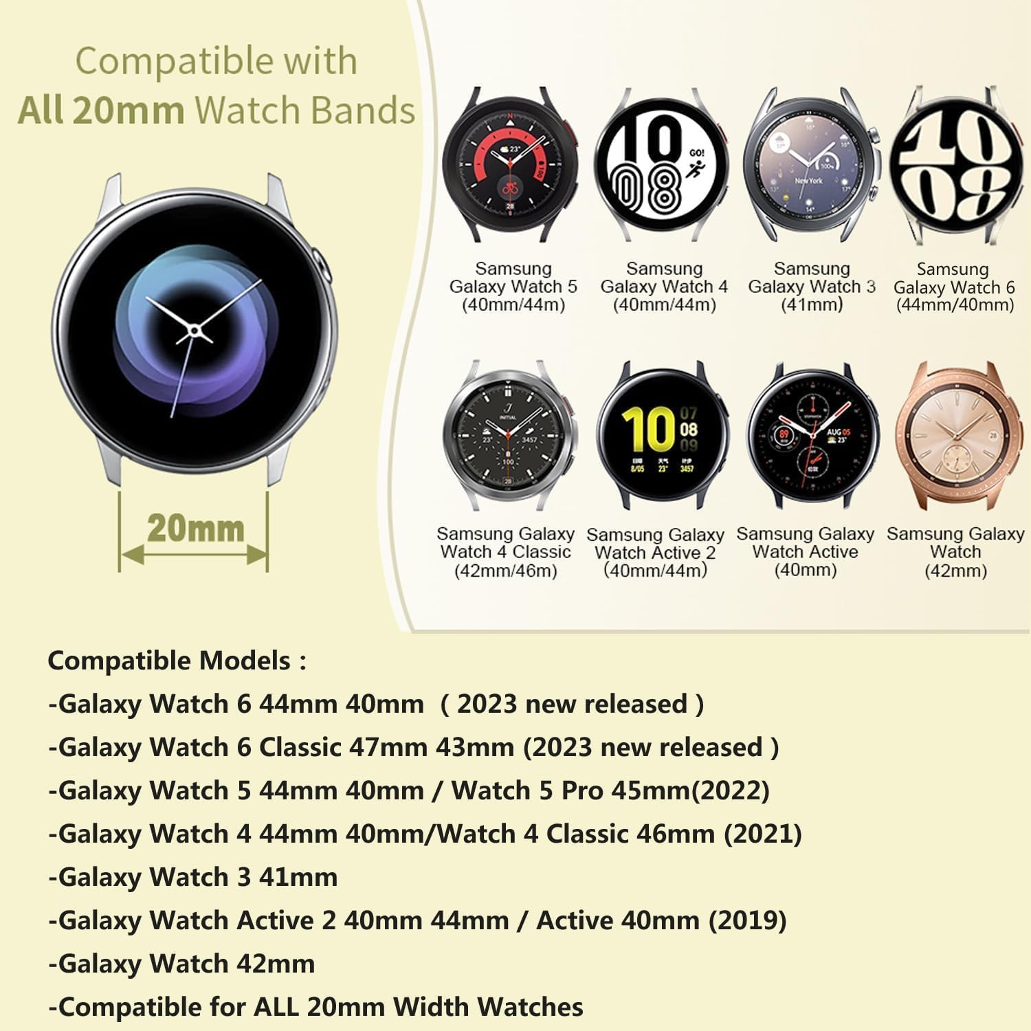 Minggo Solo Loop Braided Strap Compatible with Samsung Galaxy Watch 6/5/4/Active 2/3 (40mm 41mm 44mm 45mm) - Elastic Woven Watch Band for Men Women - Perfect for Workouts, Running & Daily Wear