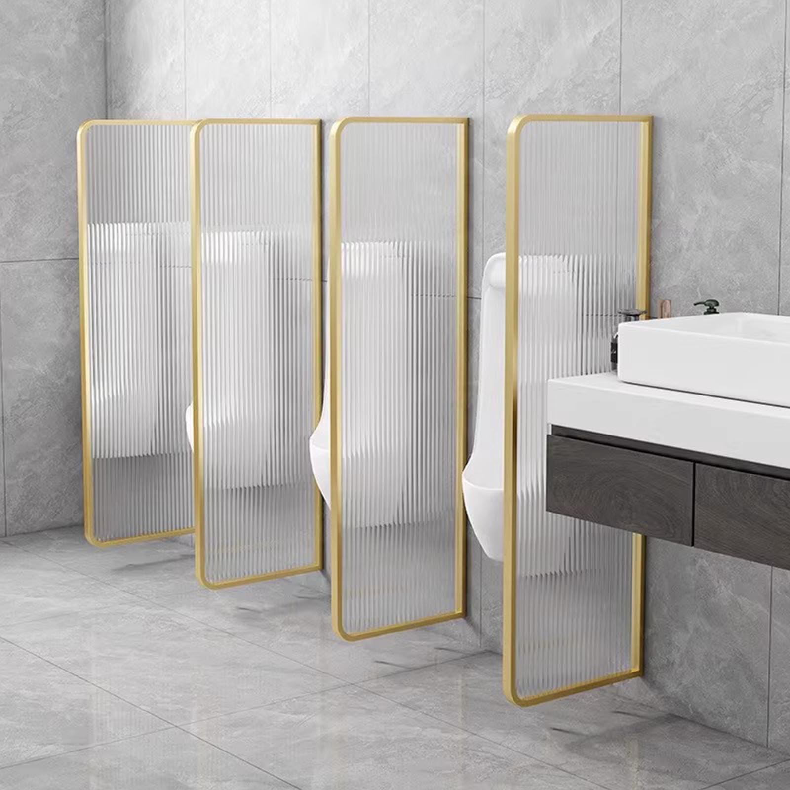 Stainless Steel Wall-Mounted Urinal Baffle Divider - 180x40cm Rose Gold Privacy Partition for Public Restrooms | Durable Toilet Accessory for Schools, Shopping Malls, Hotels & Commercial Spaces | ADA Compliant Restroom Solution