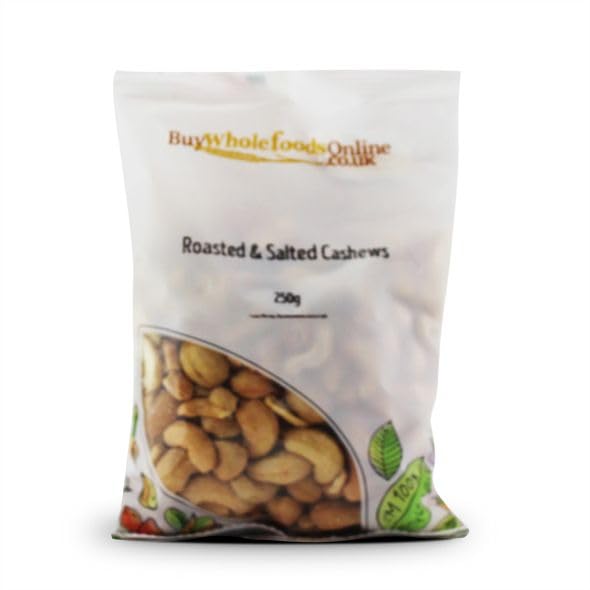 Organic Whole Cashew Nuts - Roasted & Salted | 250g Bulk Pack | Healthy Snack for Office, Travel & Home | Premium Quality Nutritious Snacks | Non-GMO, Vegan Friendly