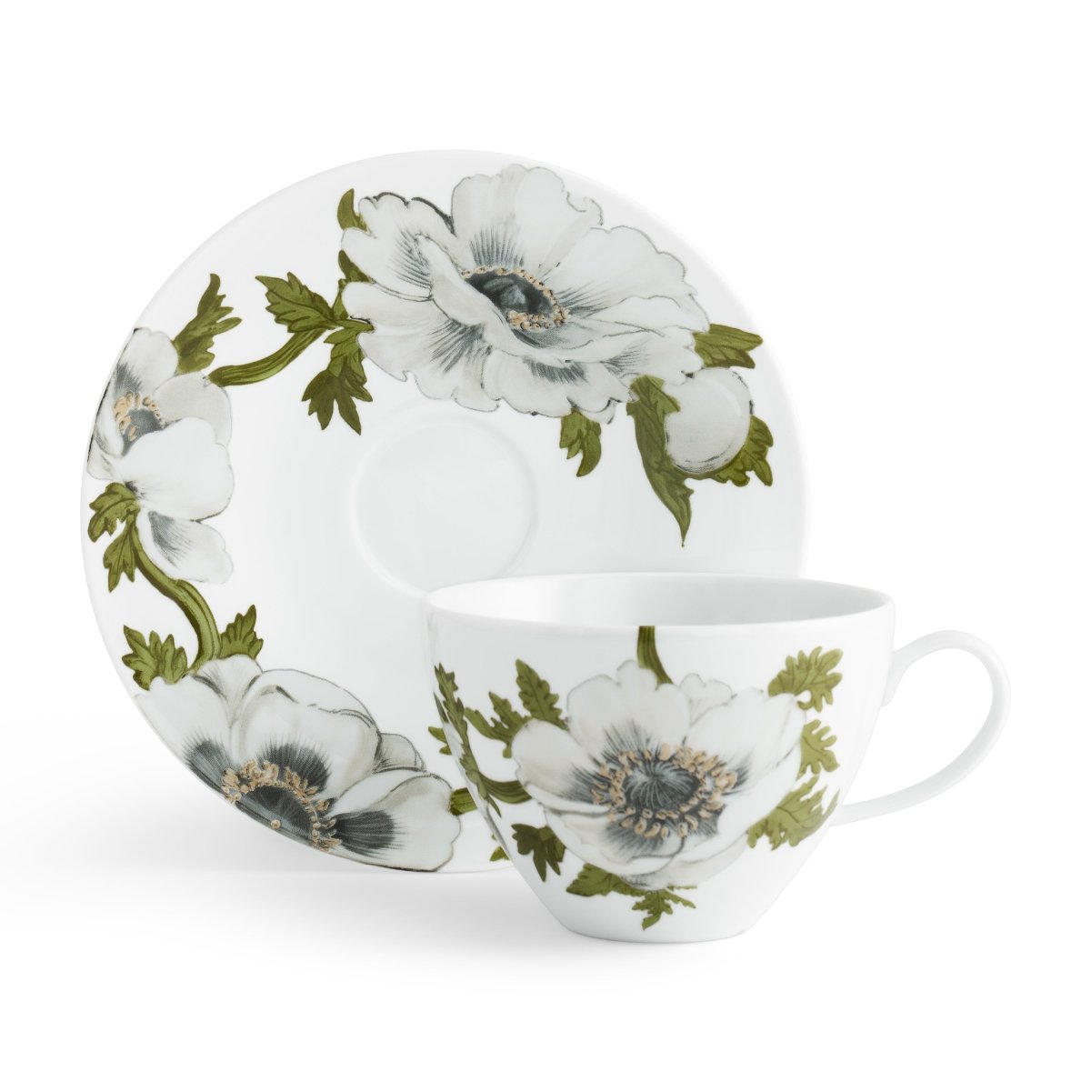 Premium Anemone Dinnerware Set - Elegant Floral Design Porcelain Plates, Bowls & Cups for Fine Dining, Wedding & Special Occasions