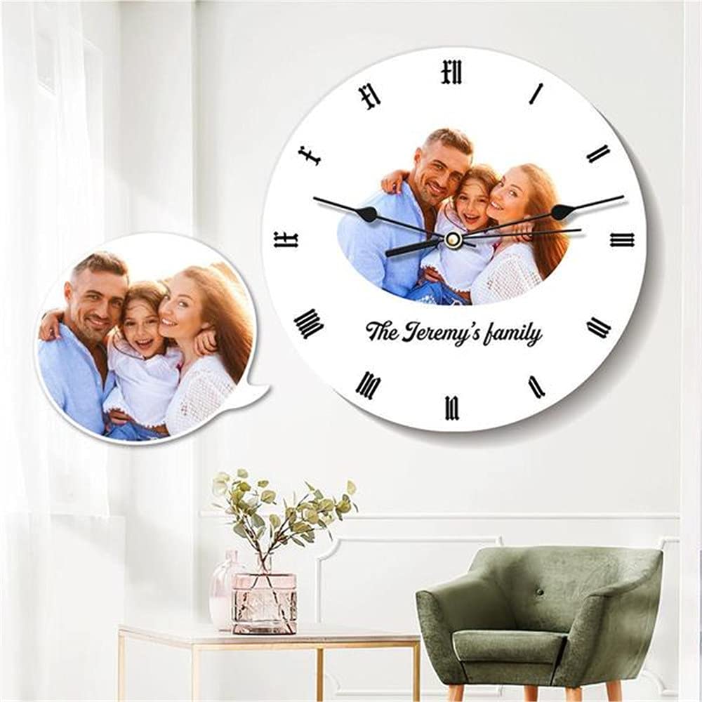 Personalized Photo Wall Clock - Custom Engraved Names & Funny Faces, Modern Design Picture Frame Clock for Unique Home Decor | Perfect Gift for Family, Friends & Special Occasions | Ideal for Living Room, Bedroom & Office Decor