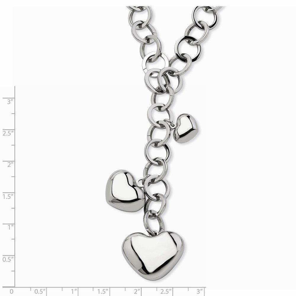 Stainless Steel Polished Heart Pendant Y Necklace - 28 Inch Elegant Jewelry for Women, Perfect for Valentine's Day, Anniversary & Romantic Gifts