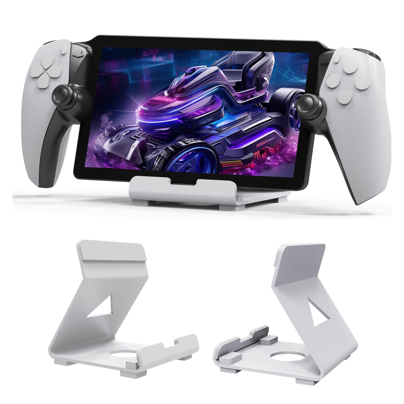 HEATFUN PS5 Portal Remote Player Metal Stand - White | Premium Aluminum Holder for PlayStation 5 Accessories | Perfect for Gaming Setup & Living Room Organization