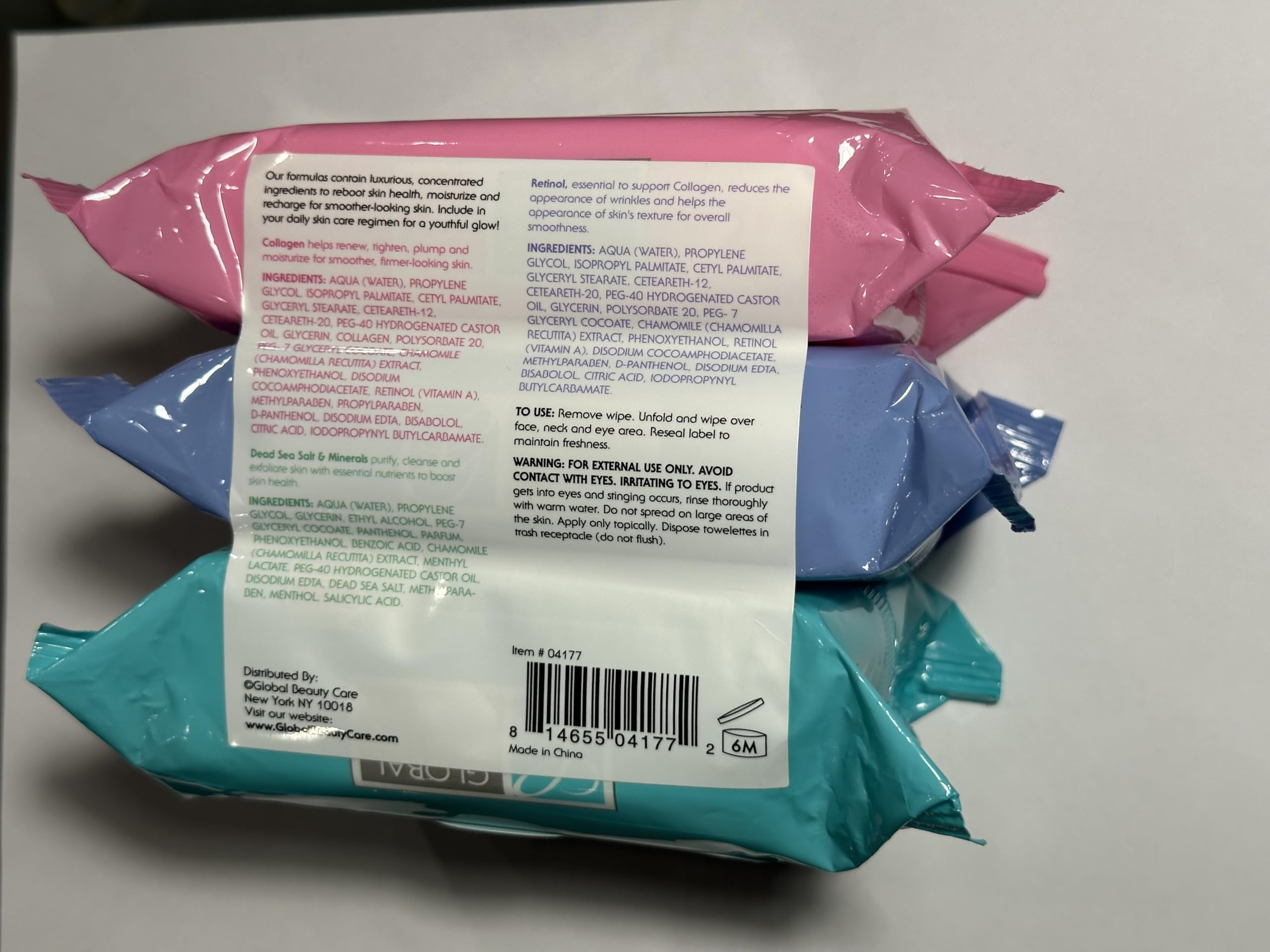 Deep Cleansing Facial Wipes with Collagen & Retinol - Moisturizing Makeup Remover Wipes for All Skin Types, Infused with Dead Sea Minerals - Perfect for Travel, Gym & Daily Skincare Routine
