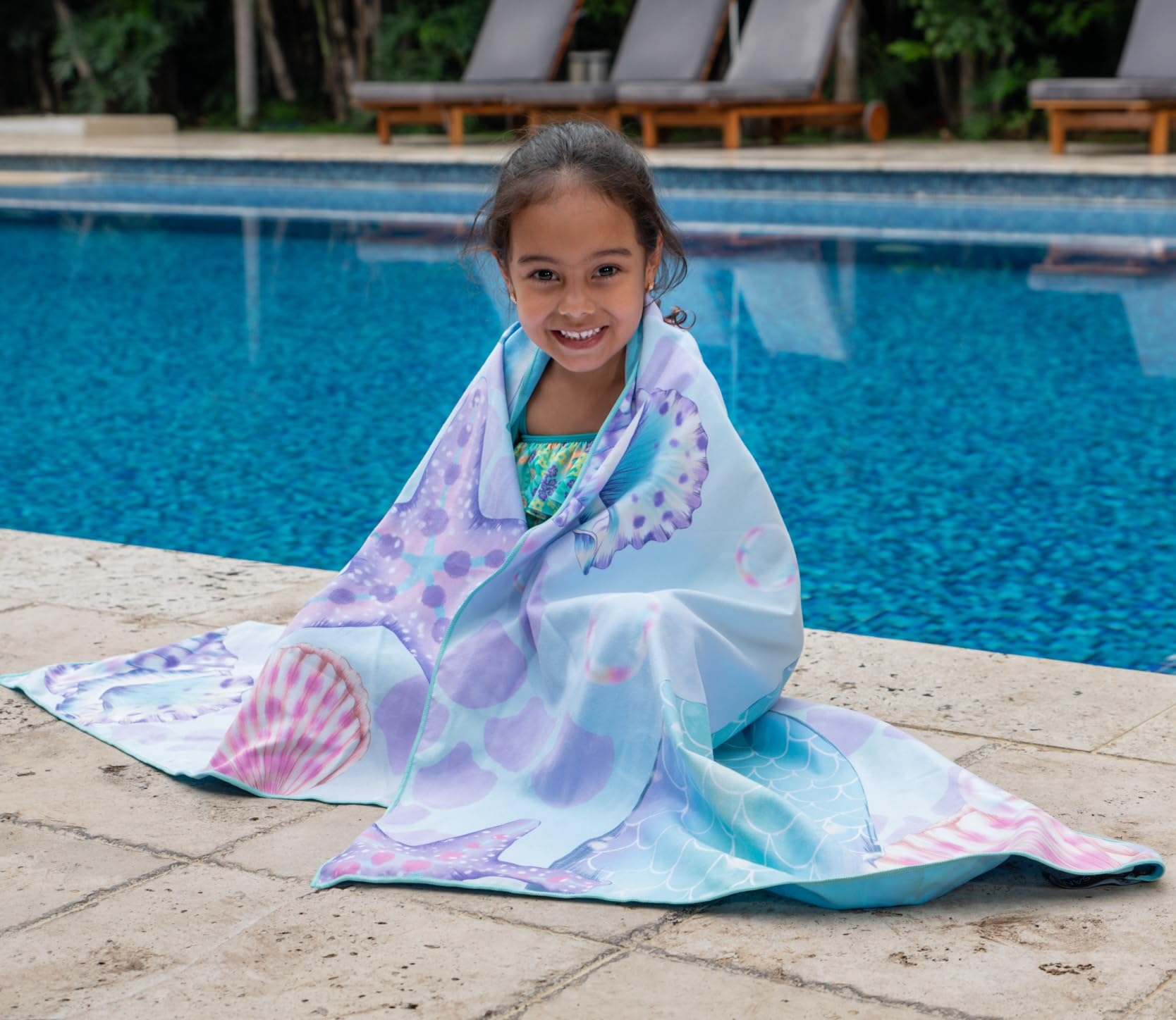 **Mermaid Kids Beach Towel for Girls 30x60 – Sand-Free, Quick-Dry Microfiber Swim Towel – Super Soft & Absorbent – Perfect for Bath, Pool, Travel, Camping – Ideal for Toddlers & Babies**    *(Use Case: Great for beach trips, swimming lessons, family vacations, and outdoor adventures!)*