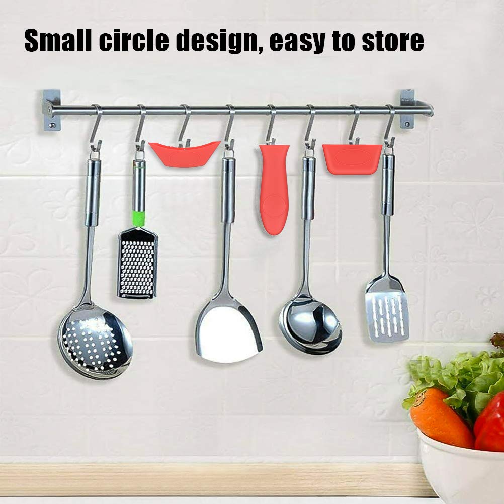 Heat Resistant Silicone Pot Handle Covers - 3 Pack Non-Slip Hot Handle Holders for Cast Iron Skillets, Metal Pans & Aluminum Cookware (Red) - Perfect for Cooking, Grilling & Kitchen Safety