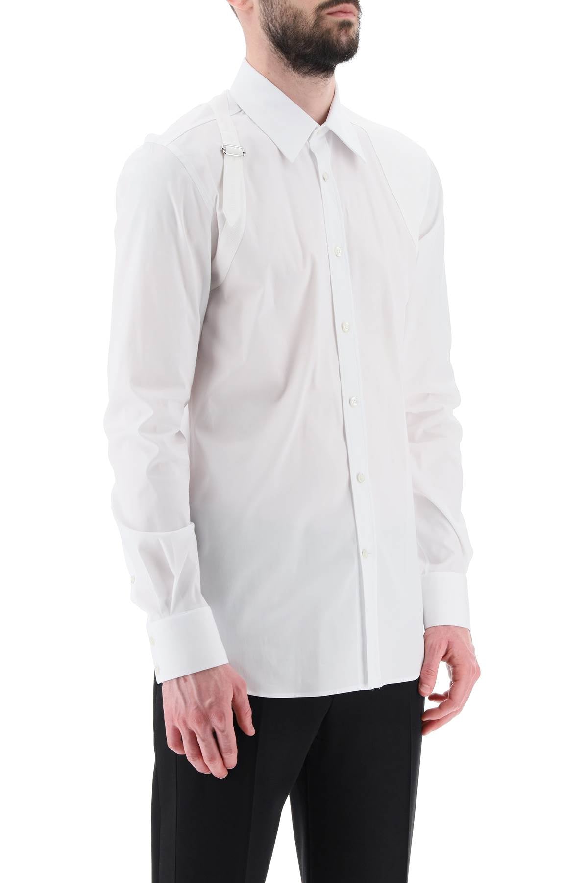 Alexander McQueen Stretch Cotton Harness Shirt - Stylish & Comfortable for Casual & Night Out