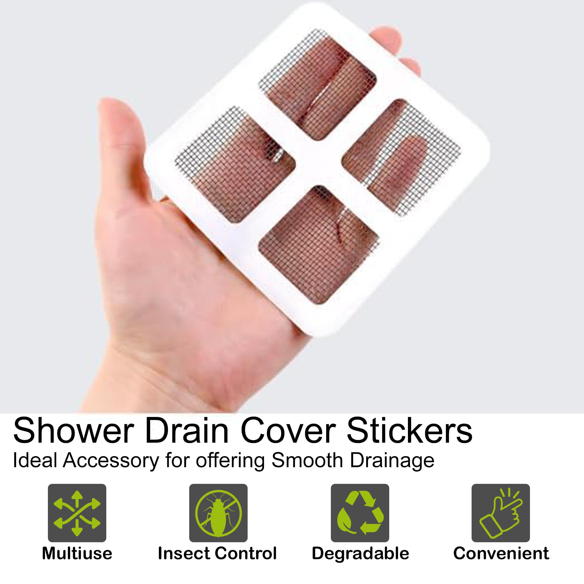 Alcanzer 10 Pack Disposable Shower Drain Covers - Waterproof Mesh Hair Catcher for Bathroom, Kitchen Sink & Bathtub - Prevent Clogs with Easy-to-Use Drain Protectors (Great for Homes with Pets & Long Hair)