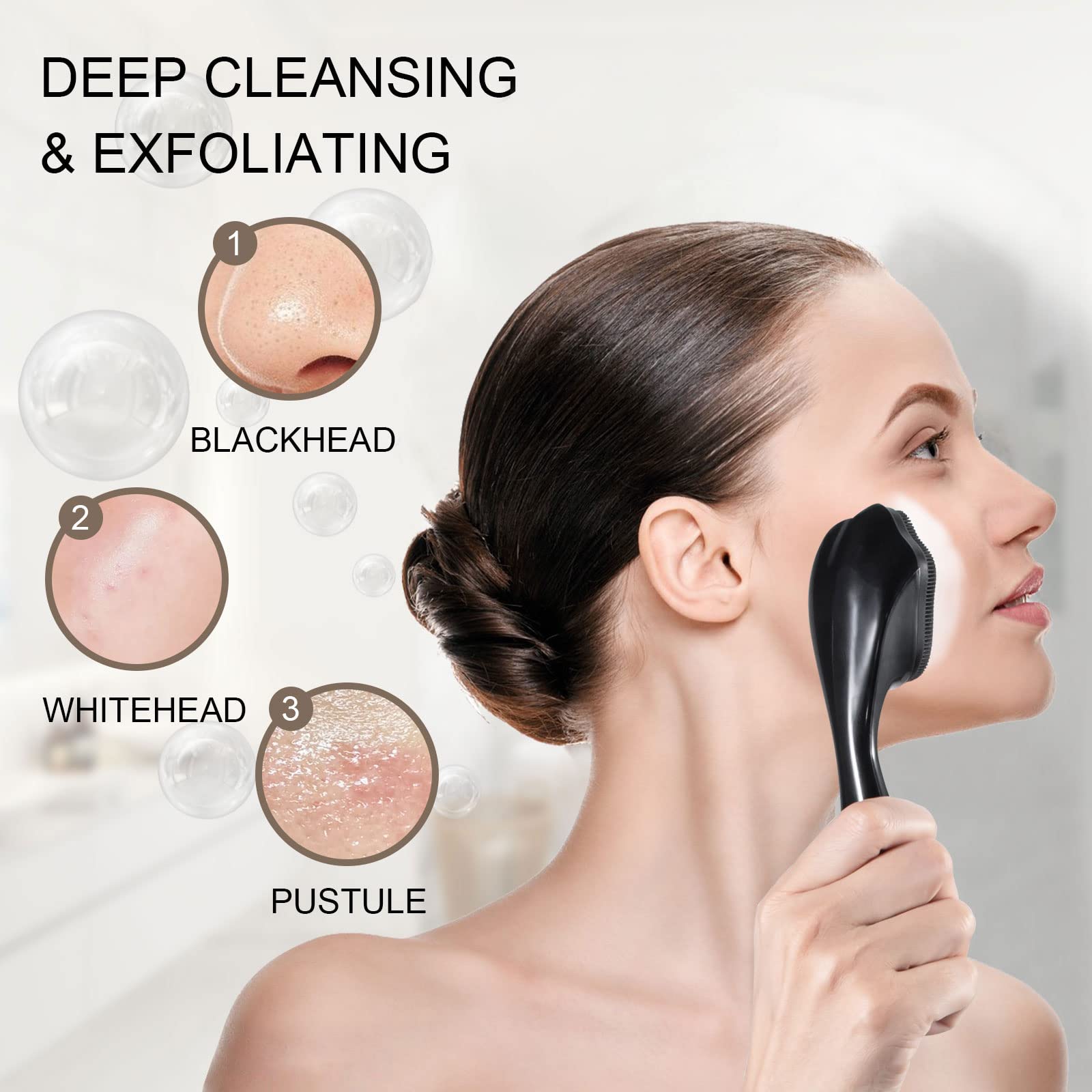 Beomeen 2 Pack Silicone Face Scrubber for Men - Exfoliating Brush with Soft Bristles, Blackhead Remover & Facial Cleansing Tool, Waterproof for Daily Skincare Routine - Perfect for Shower, Travel & Spa Days