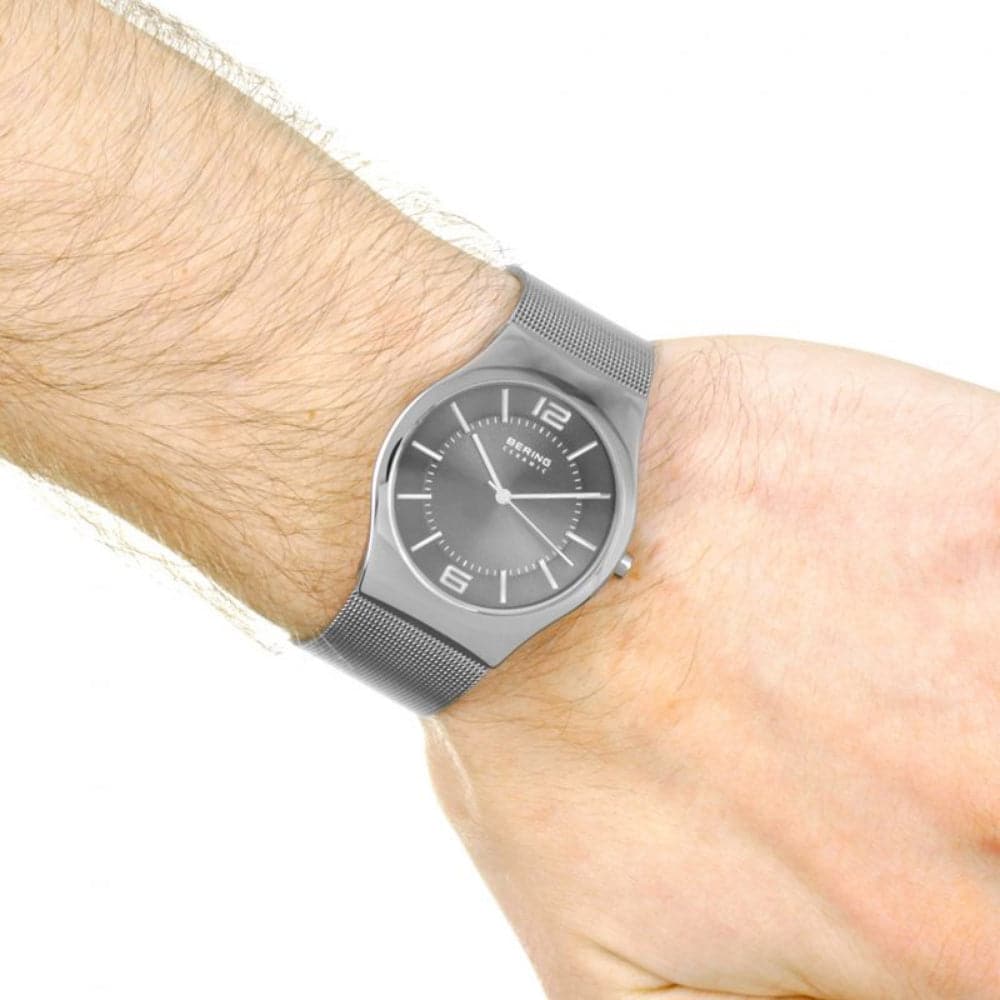 BERING Ceramic 32039-309 Gray Stainless Steel Men's Watch - Luxury Waterproof Chronograph for Business & Casual Wear