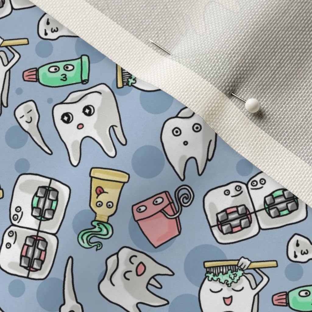 Funny Teeth Dentist Dental Tooth Printed Velvet Fabric by The Yard - Upholstery, Home Decor & Apparel Material - Perfect for DIY Projects, Costumes, and Unique Home Furnishings