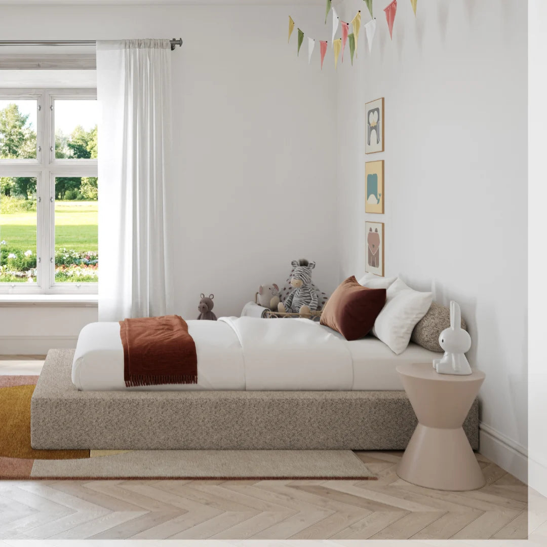 Kids Ultra Bed Frame with Soft Teddy Bear Design - Durable & Comfortable for Children's Bedroom Decor | Perfect for Toddlers, Nursery, and Playroom