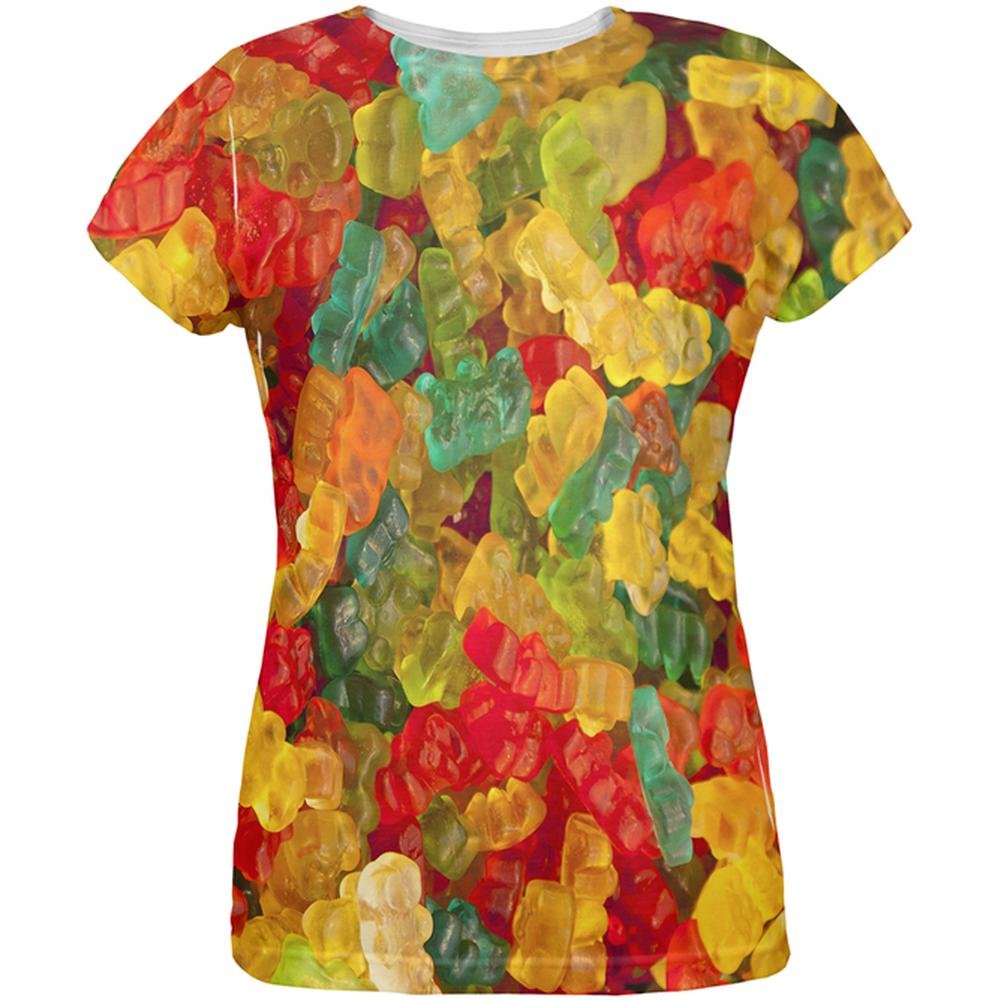 Halloween Candy Gummy Bears Print Women's T-Shirt - Multi Color, X-Large - Fun Costume Party Outfit & Casual Wear
