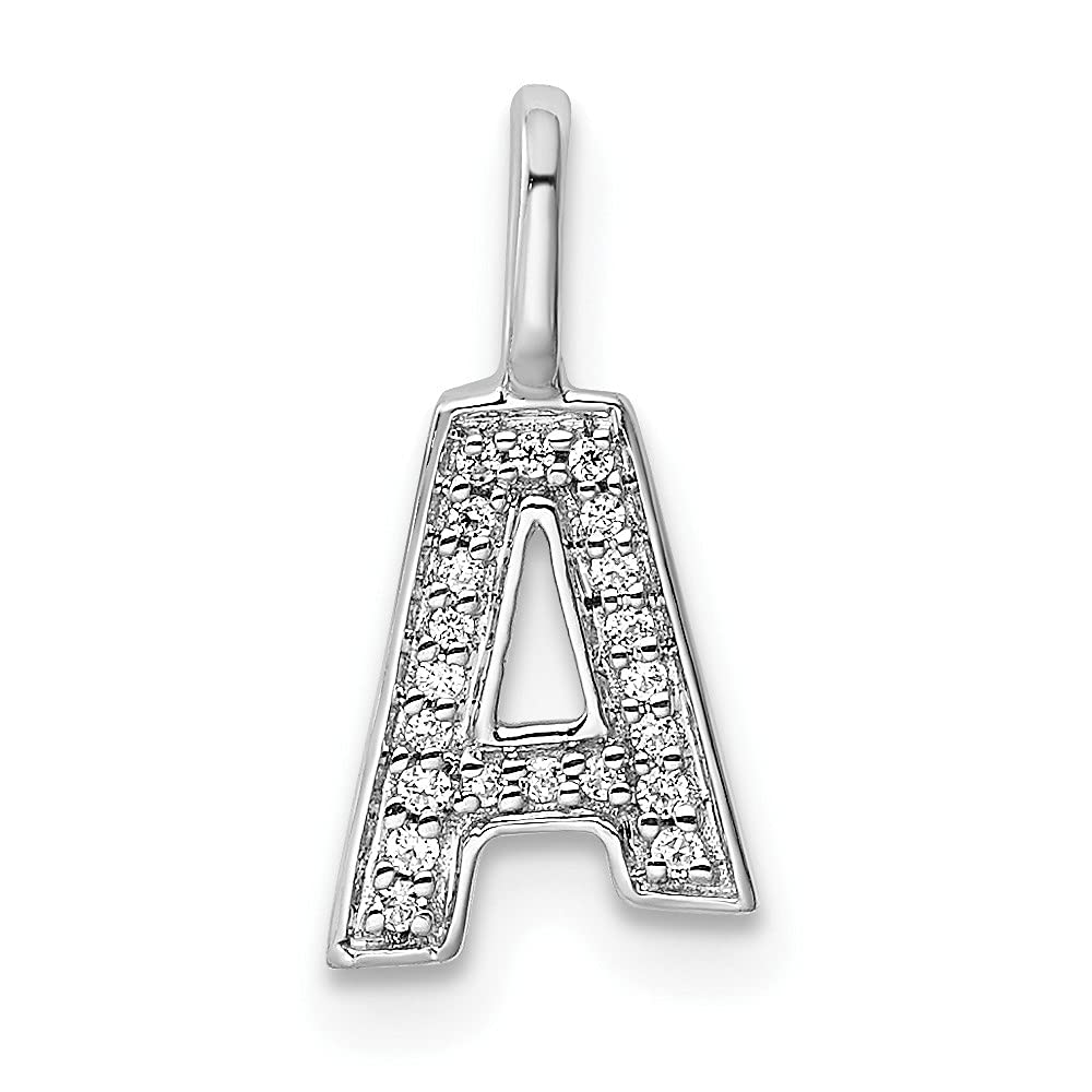 14K White Gold Diamond Letter 