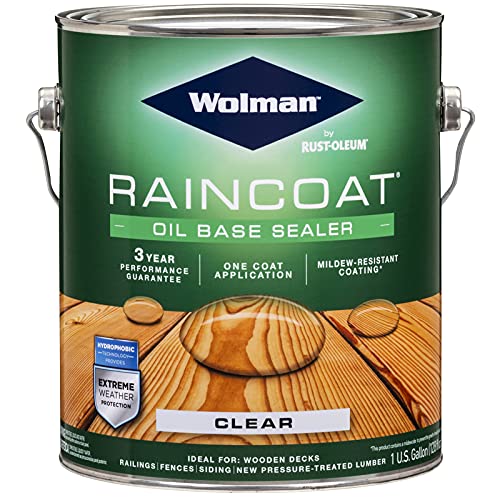 Wolman RainCoat Clear Oil-Based Waterproofer & Wood Protector - 1 Gallon for Decks, Fences & Outdoor Furniture Weather Protection