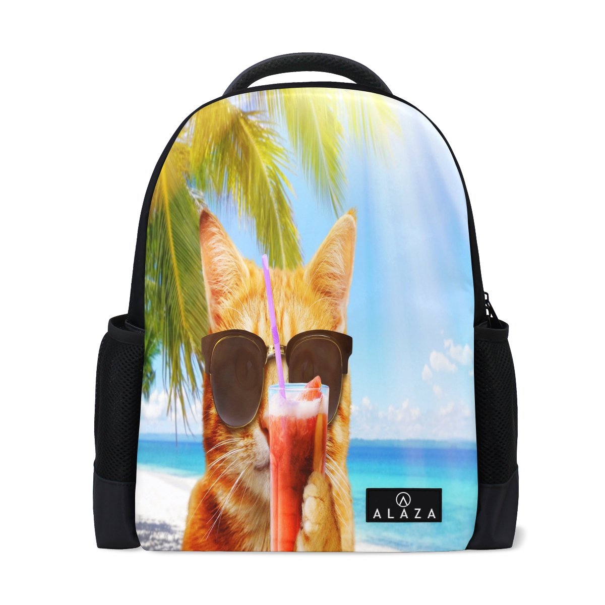 Stylish Summer Beach Backpack for Cats & Kittens - Lightweight Polyester Travel Bag for School, Vacation & Outdoor Adventures - Perfect for Beach Trips, Pet Travel & Daily Use