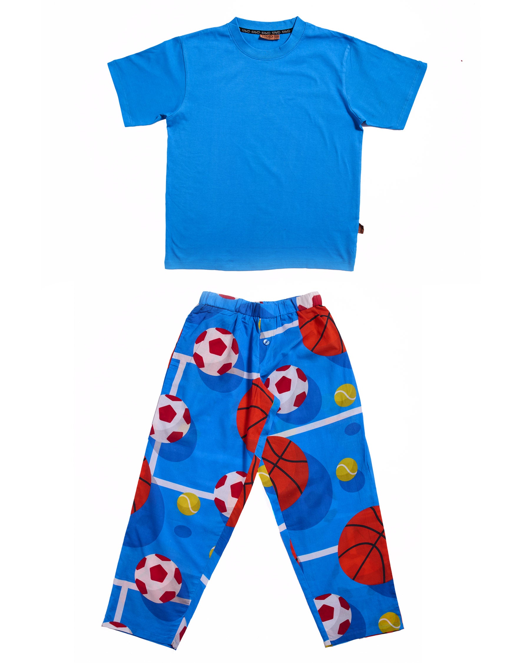Balls Up Teen Organic Cotton Tee & Pant Pajama Set - Soft Comfy Sleepwear for Boys & Girls - Perfect for Sleepovers, Lounging & Relaxing at Home