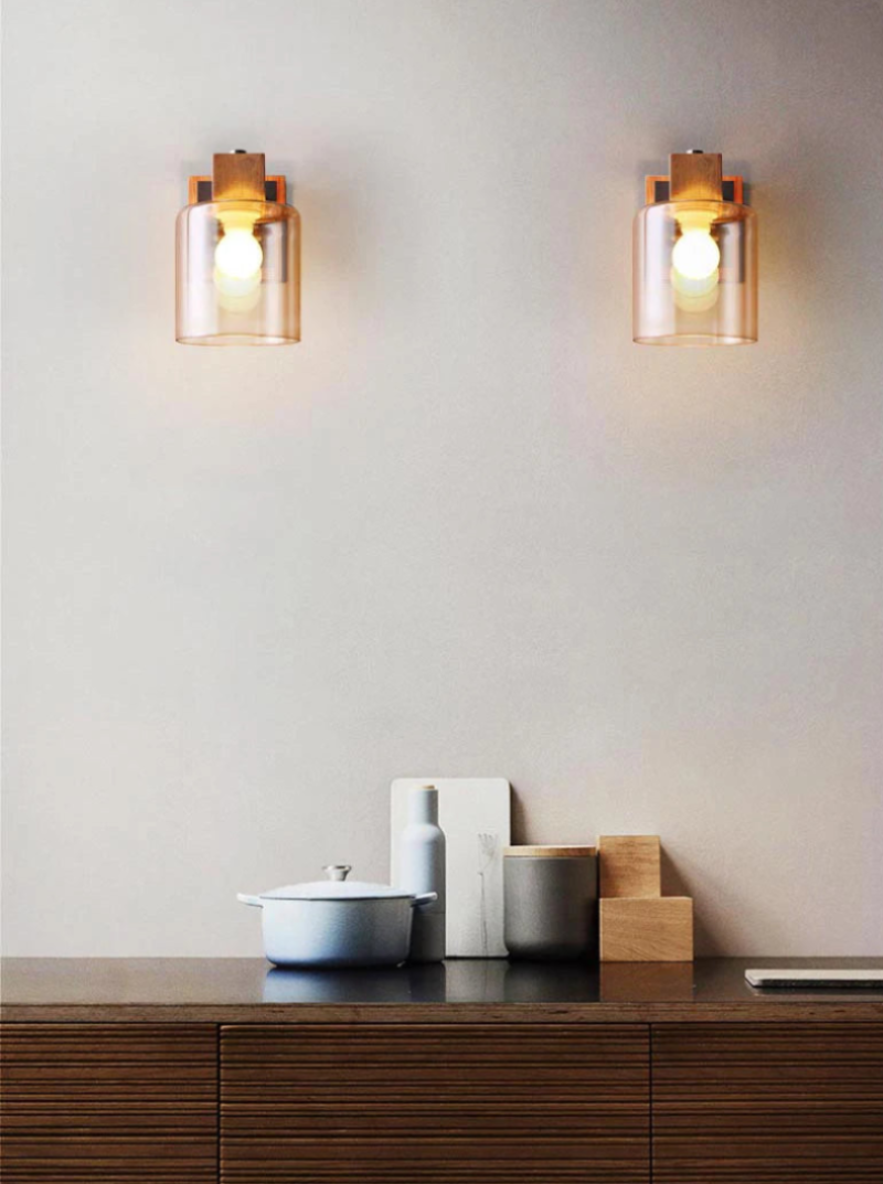 Modern Cognac Glass Wall Sconce - Elegant Lighting Fixture for Living Room, Bedroom, or Hallway Decor