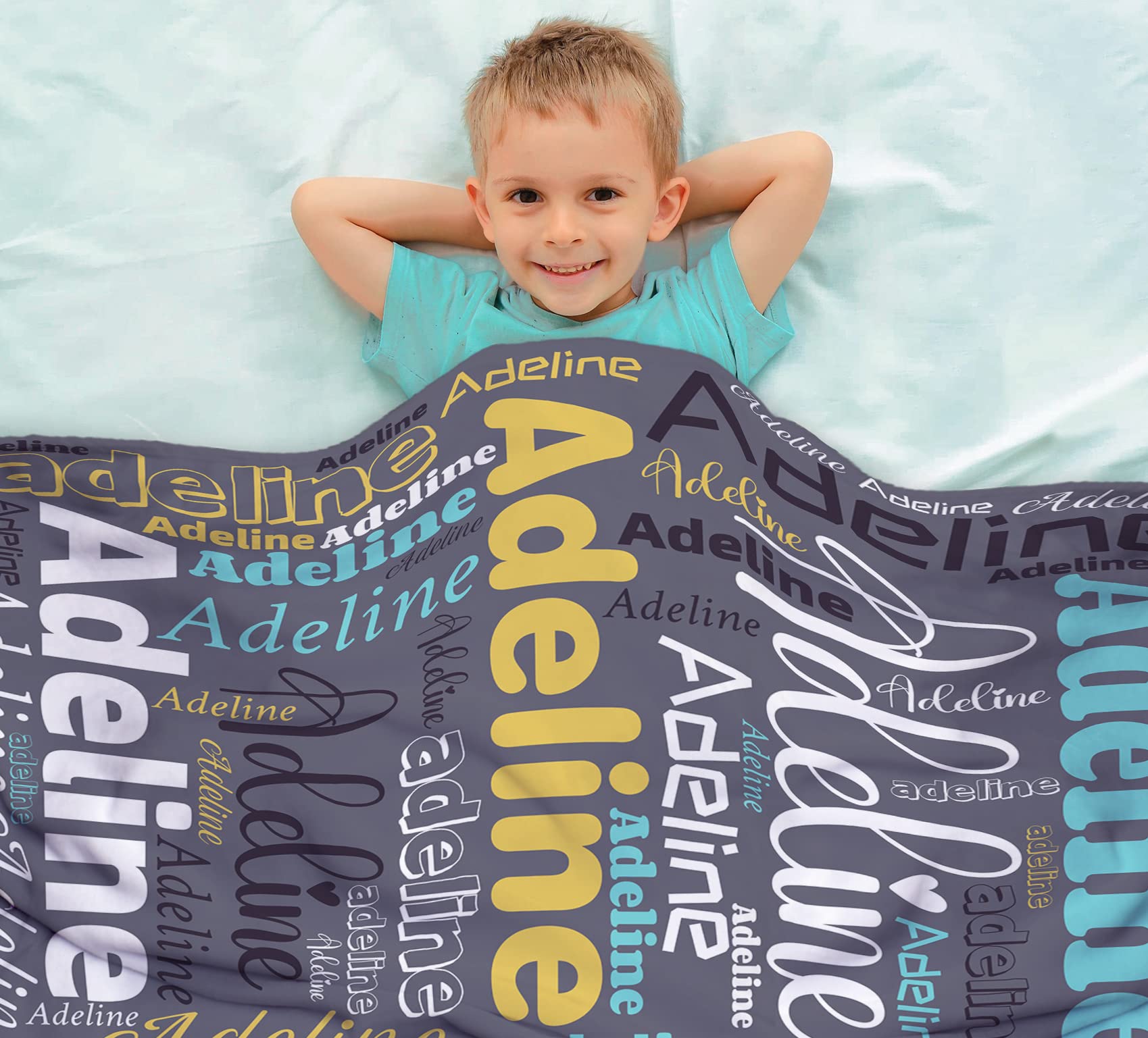 J&SBGFT Personalized Name Blanket for Kids - Custom Baby Boys & Girls Gift - Super Soft 30''x40'' Fleece Blanket - Birthday, Christmas, Memorial Day, Valentine's Day Present - Nursery, Travel, Photo Shoot Essential