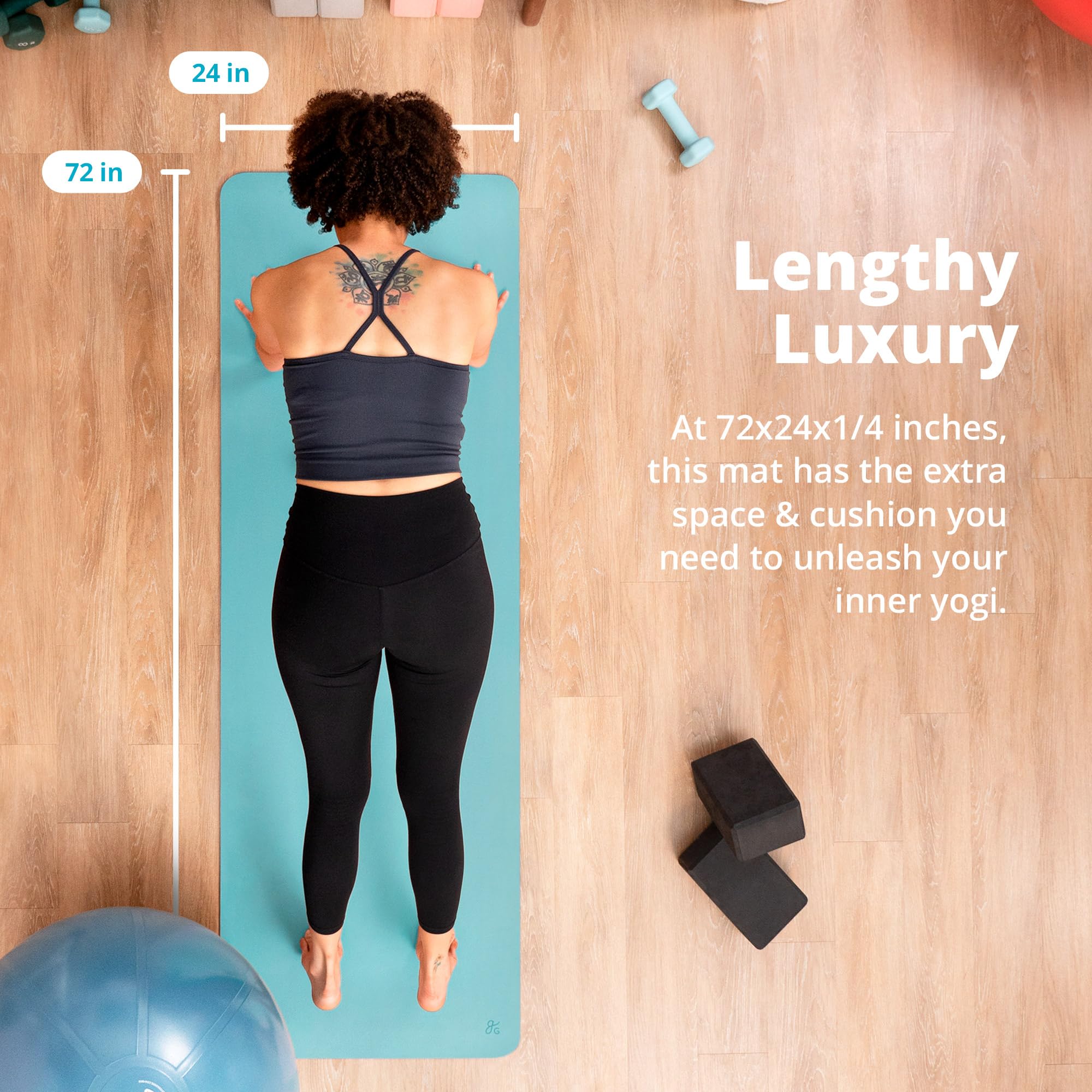 Greater Goods Professional Yoga Mat for Fitness, Balance & Stability - Non-Slip Exercise Mat with Carrying Strap | Perfect for Home Workouts, Yoga Studios & Gym Sessions