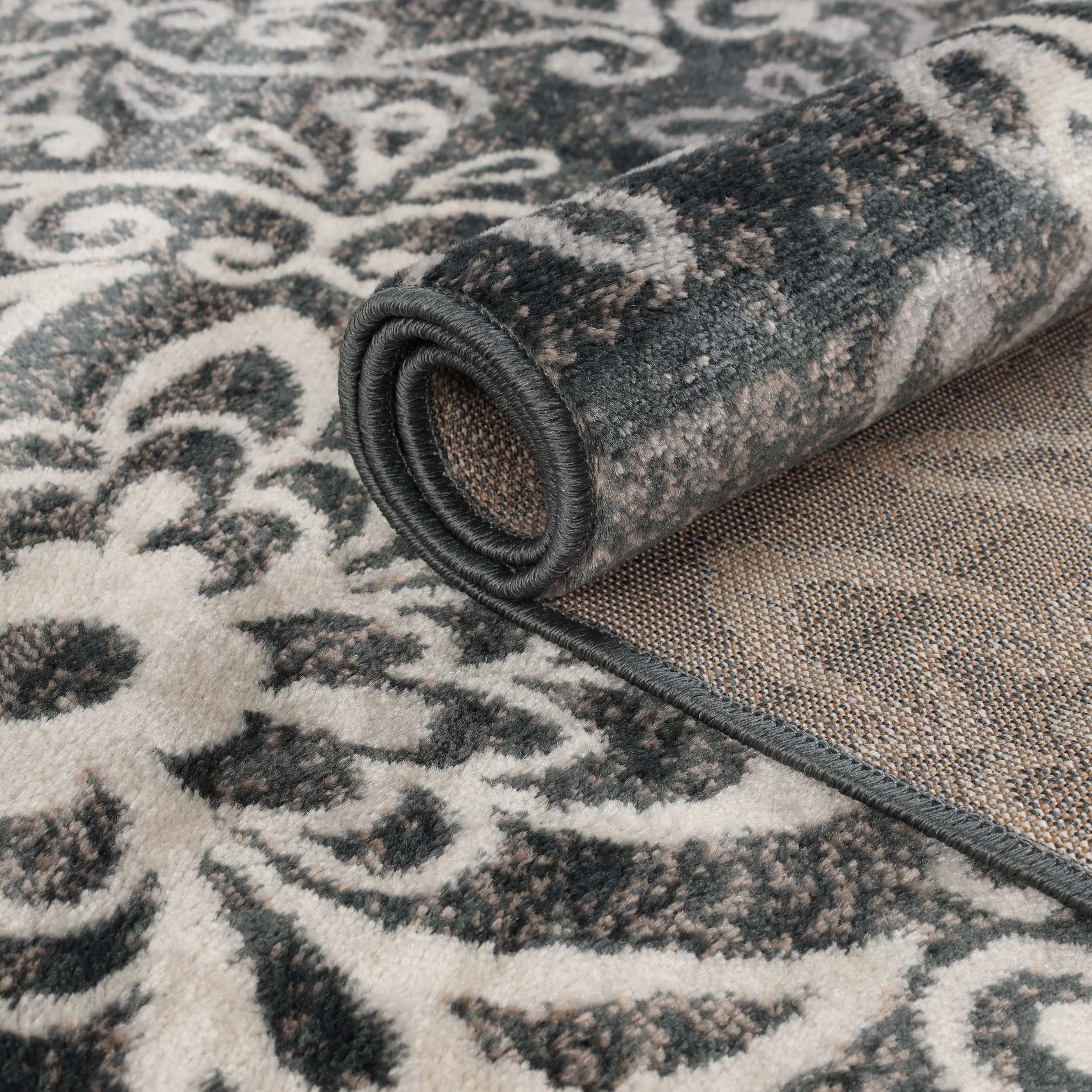 Leigh Traditional Floral Scroll Indoor Area Rugs & Runner Rugs - Non-Slip Soft Living Room Bedroom Decor Carpet