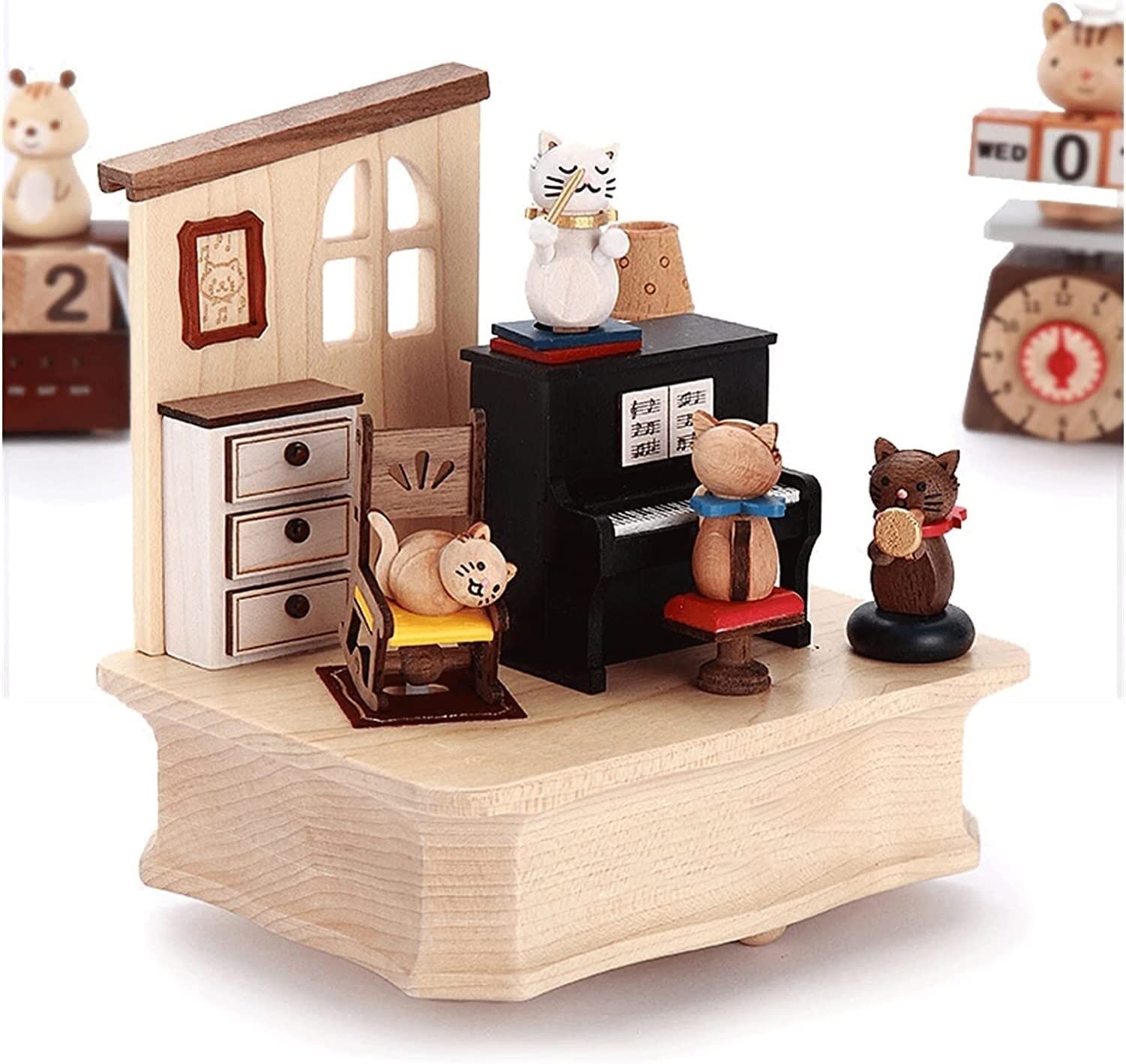 Cat Music Box - Handcrafted Piano Music Box Gift for Girls, Boys & Kids | Perfect Birthday Present with 4 Cats Conducting | Ideal for Bedroom Decor, Nursery, and Special Occasions
